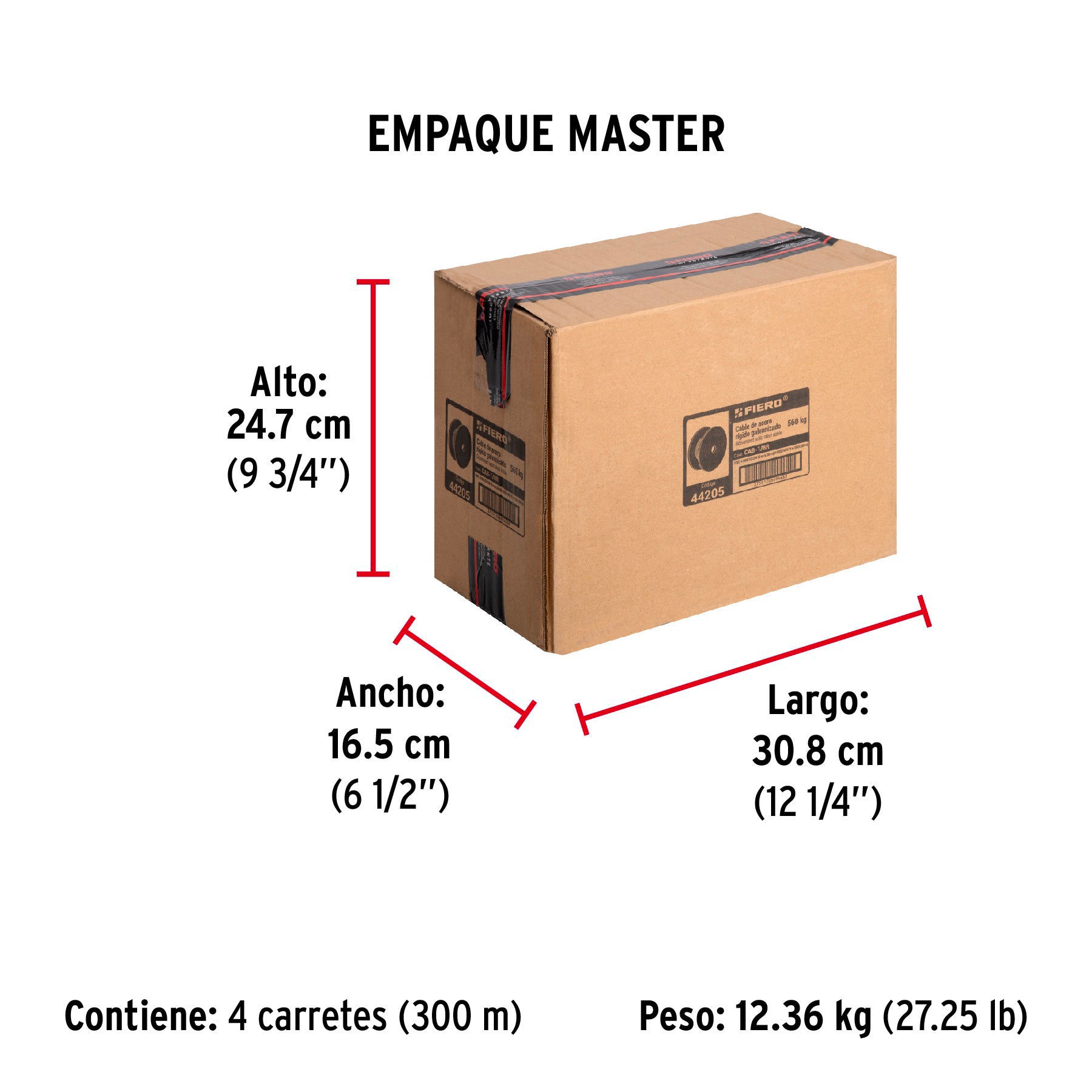 Cable rígido de acero 1/8", 7X7, 75 m