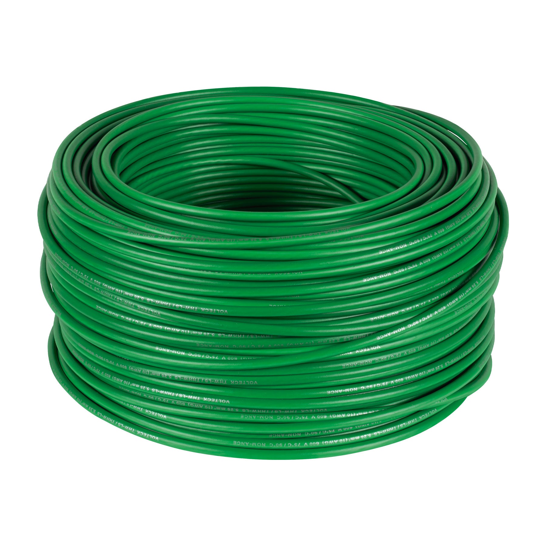 Cable THHW-LS, 10 AWG, color verde rollo 100 m