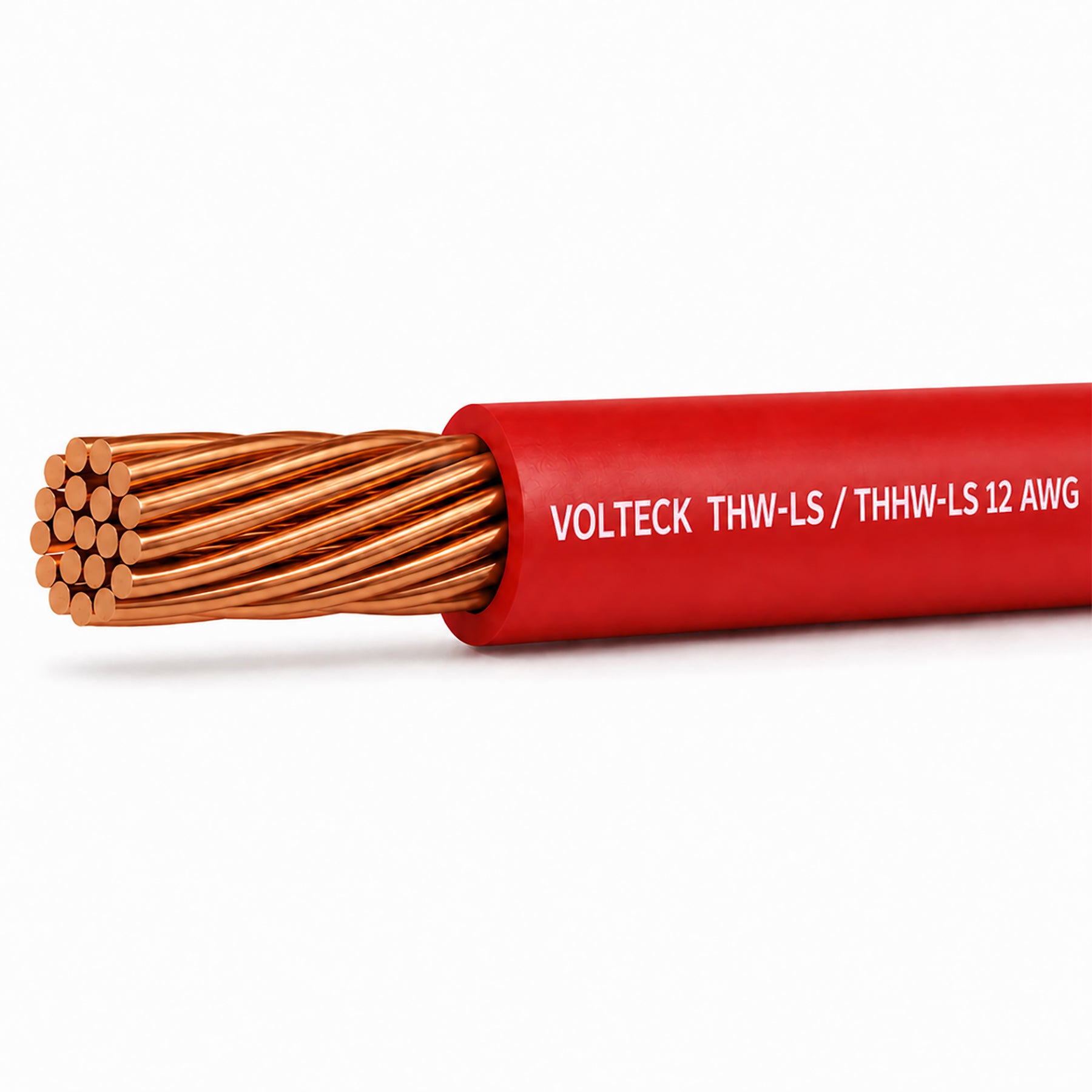 Carrete con 20 m de cable THHW-LS 12 AWG rojo, Volteck