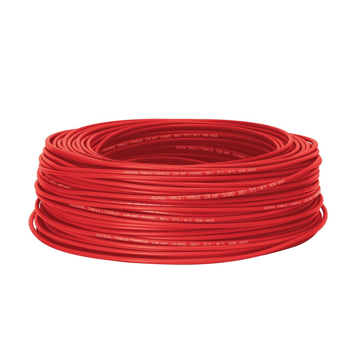Cable THHW-LS, 14 AWG, color rojo rollo 100 m