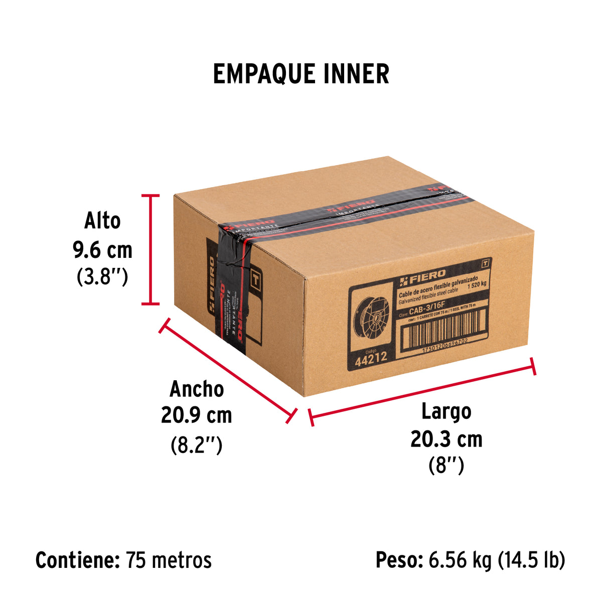 Cable flexible de acero 3/16", 7X19, 75 m