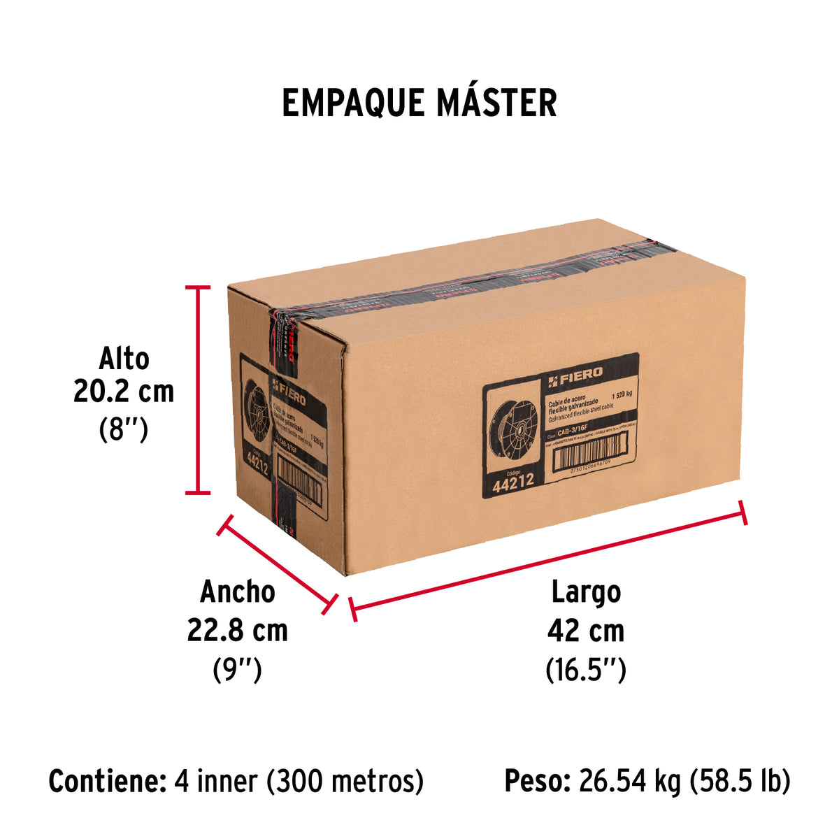 Cable flexible de acero 3/16", 7X19, 75 m