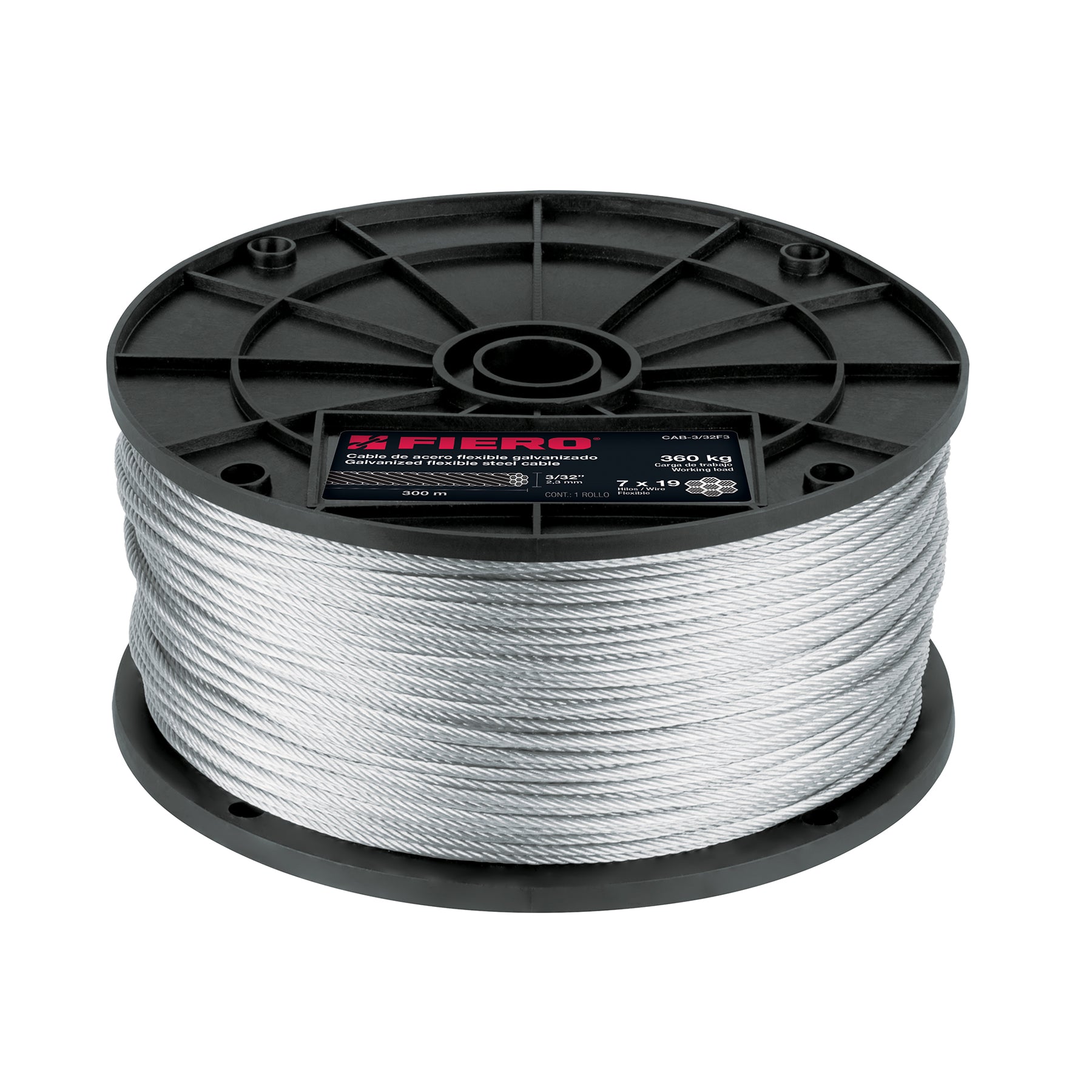 Cable flexible de acero 3/32", 7X19, 300 m