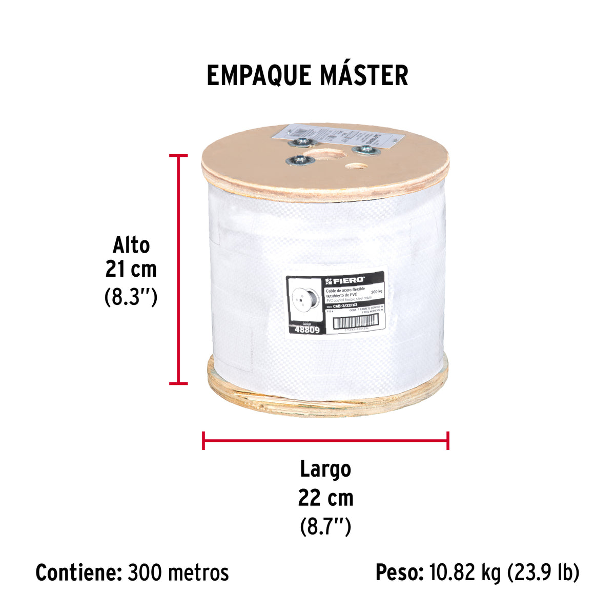 Cable flexible de acero 3/32, recubierto PVC, 7X19, 300 m