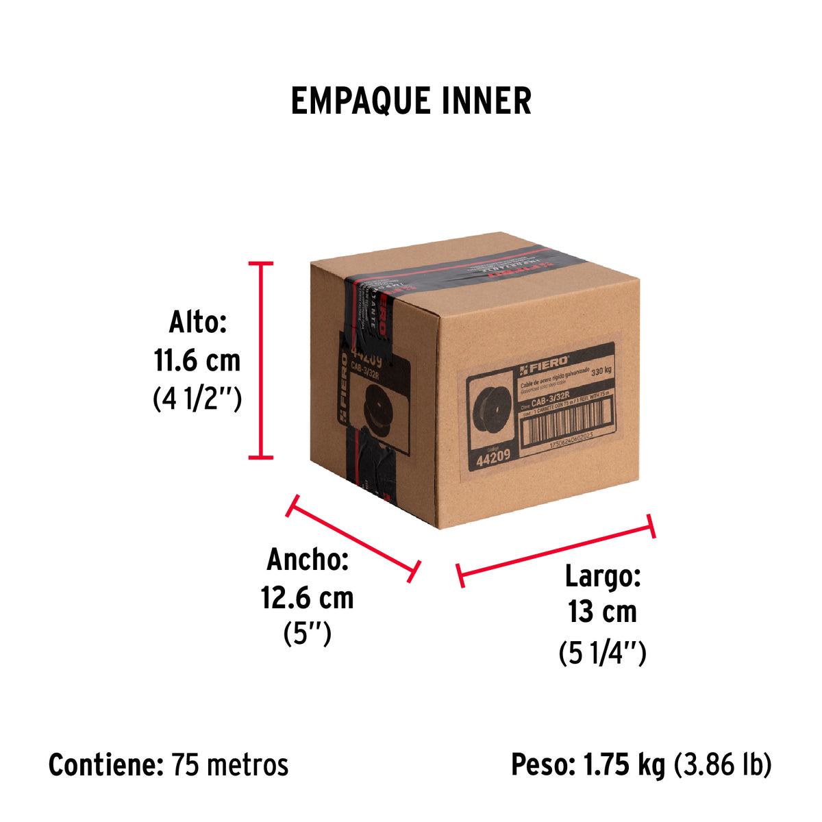 Cable rígido de acero 3/32", 7X7, 75 m