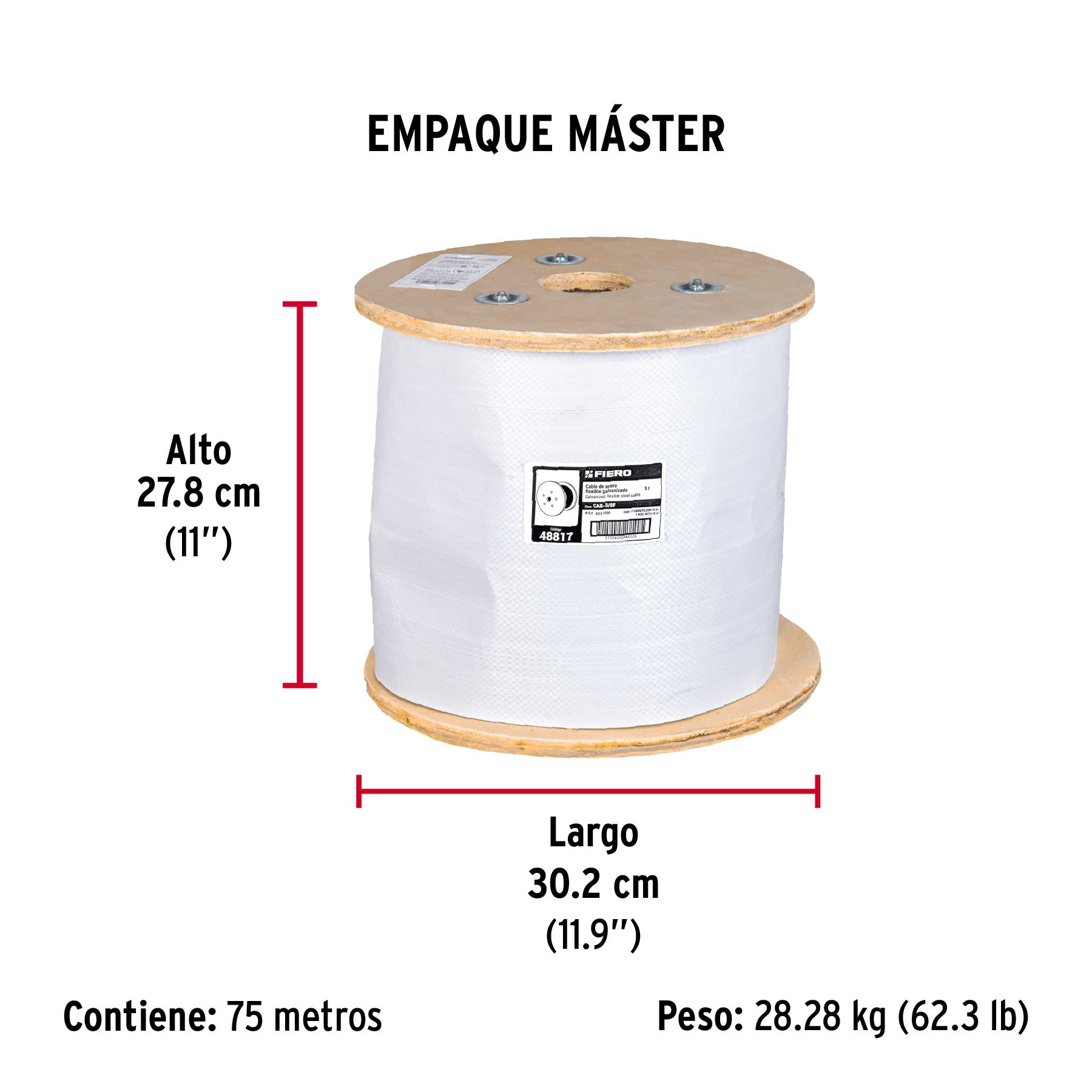 Cable flexible de acero 3/8",7X19, 75 m