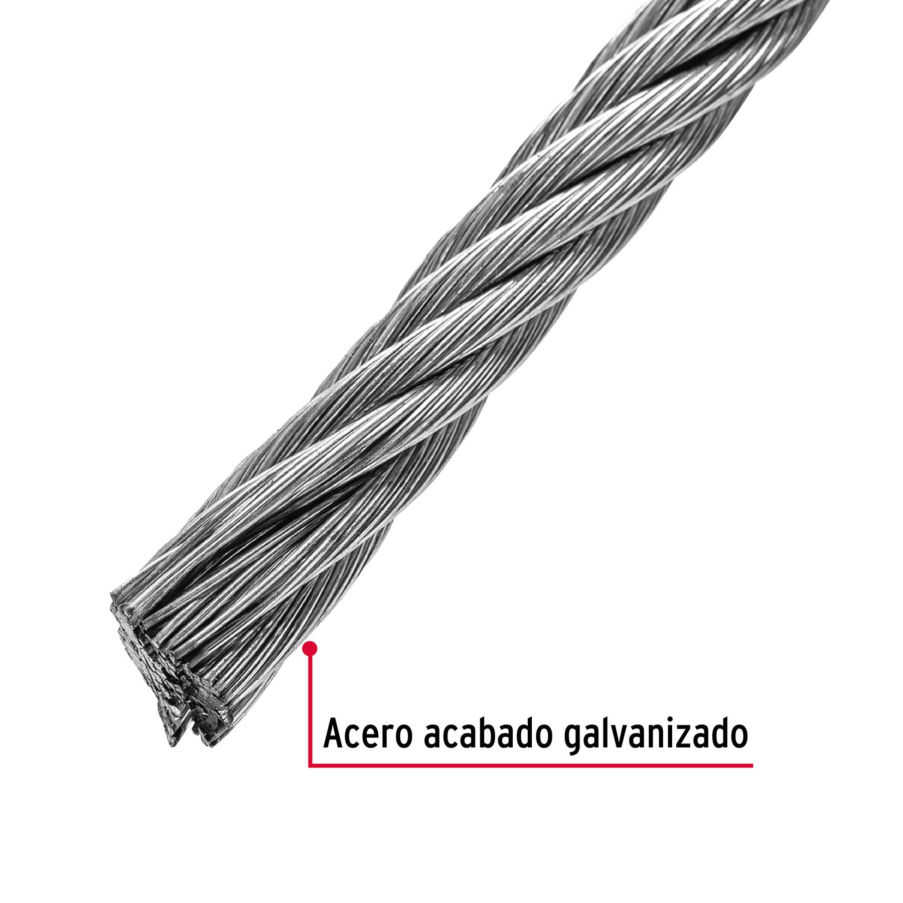 Cable rígido de acero 3/8", 7X7, 75 m