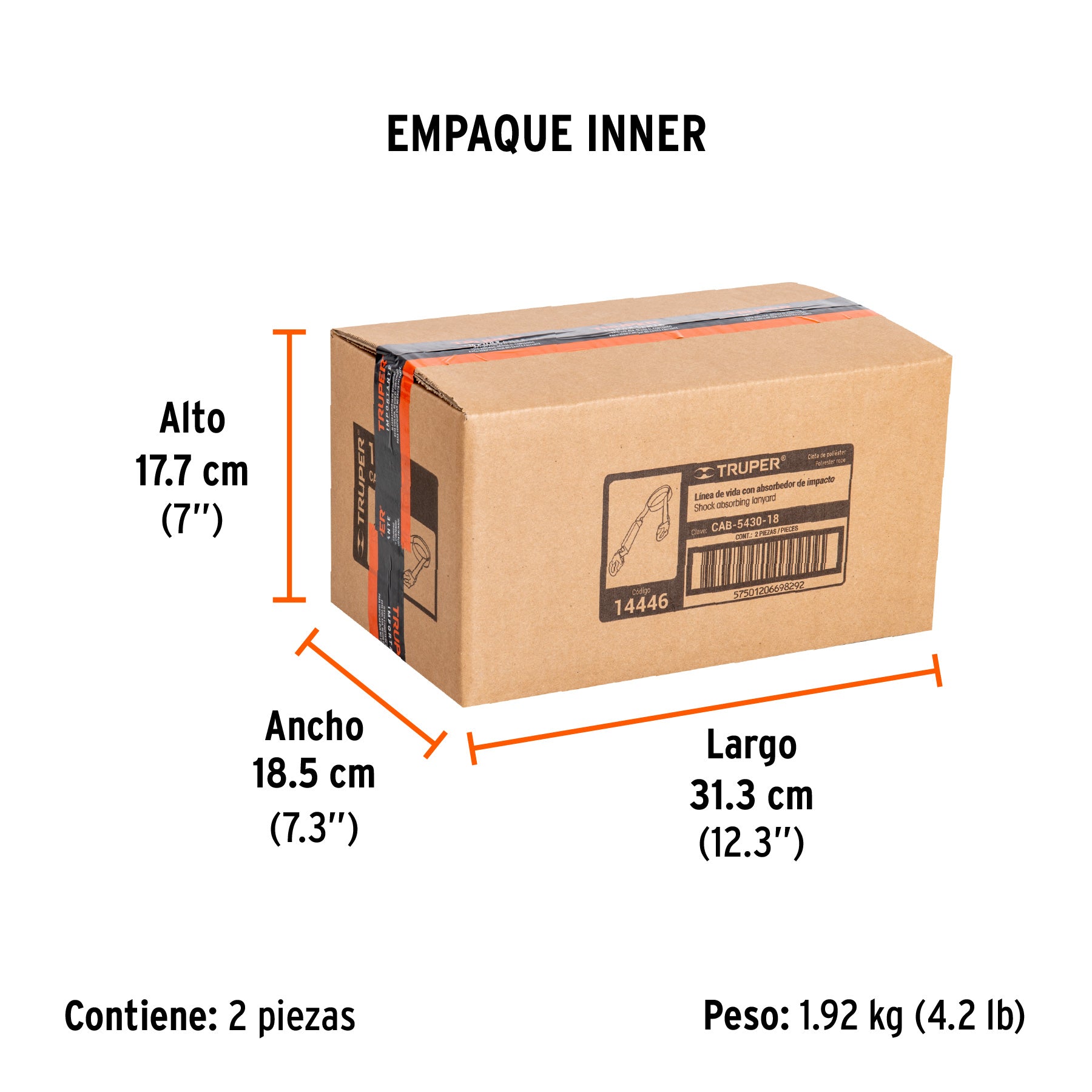 Línea de vida con absorbedor de impacto, 1.8 m