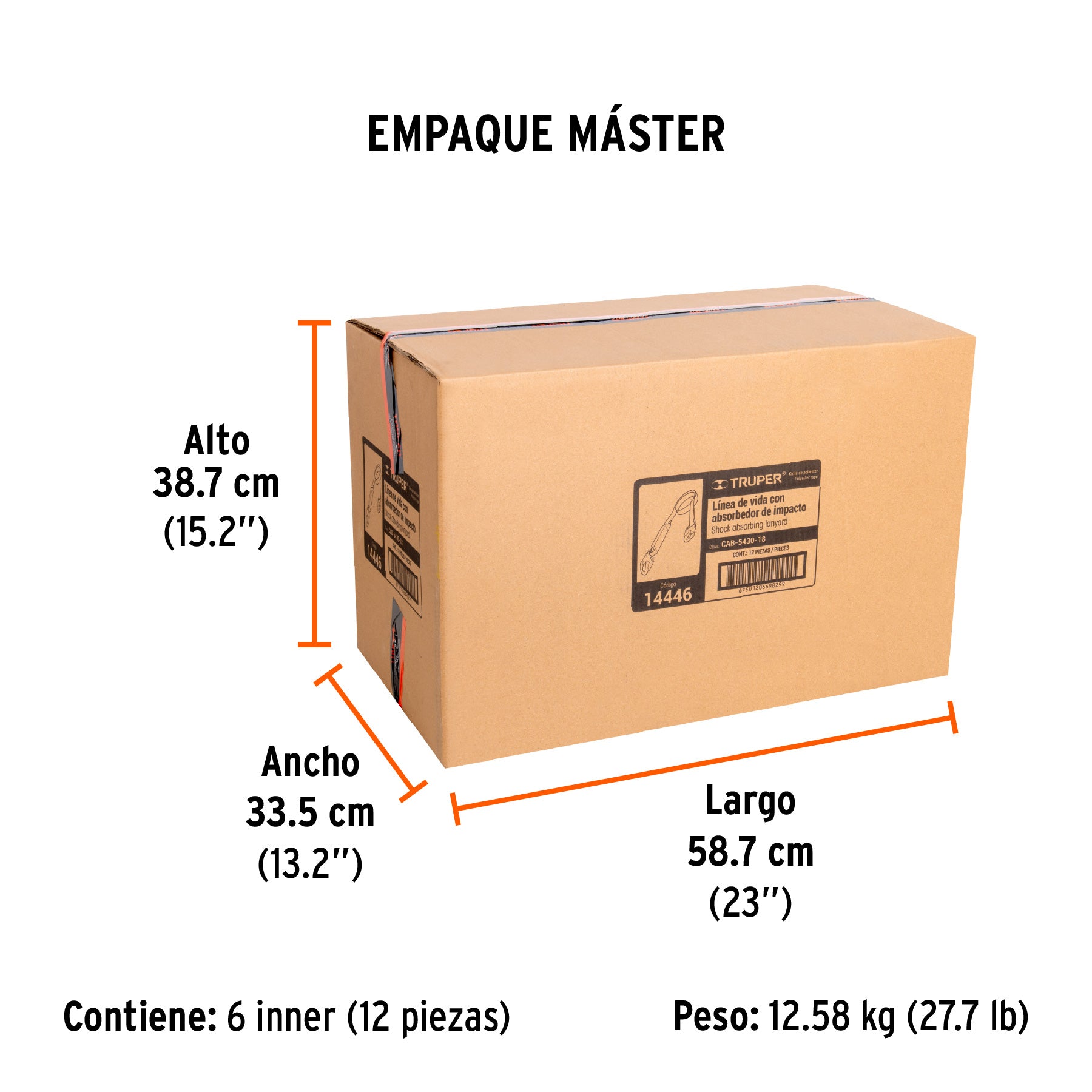 Línea de vida con absorbedor de impacto, 1.8 m