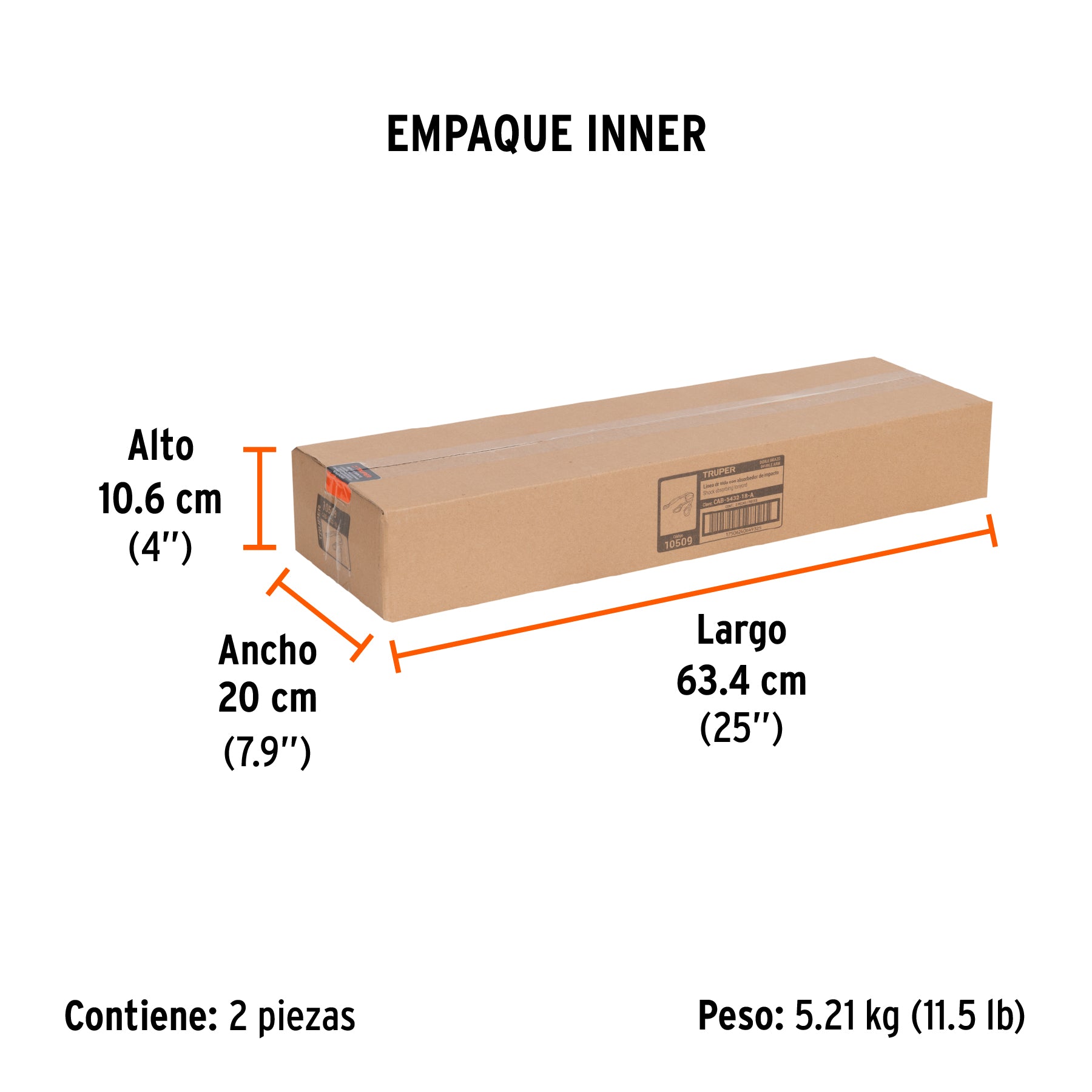Línea de vida con 2 ganchos, 1.8 m, certificación ANSI