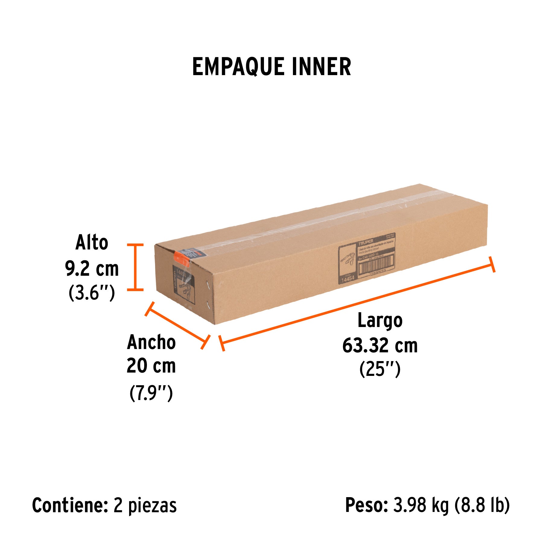Línea de vida con 2 ganchos, 1.8 m