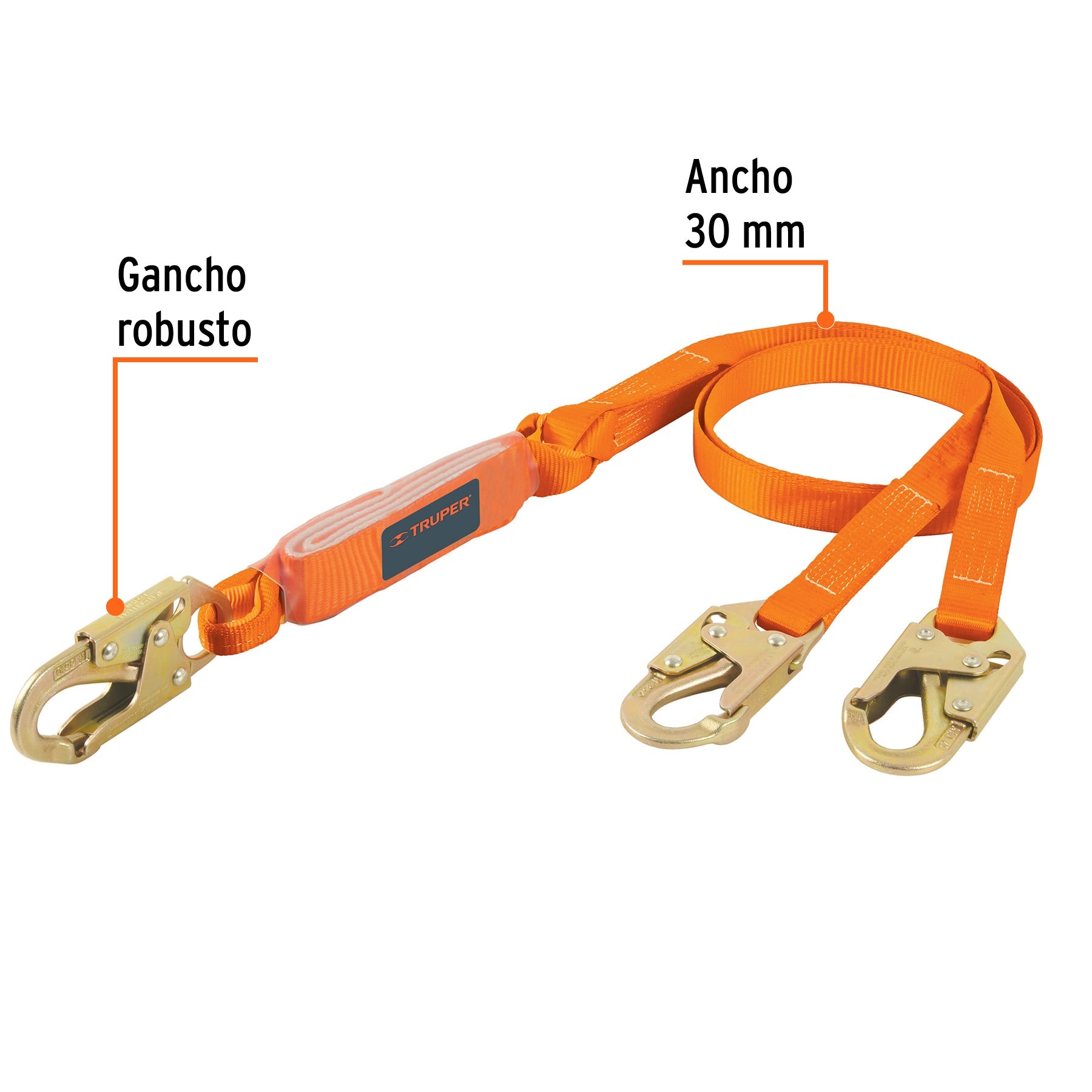 Línea de vida doble gancho chico con absorbedor impacto,ANSI