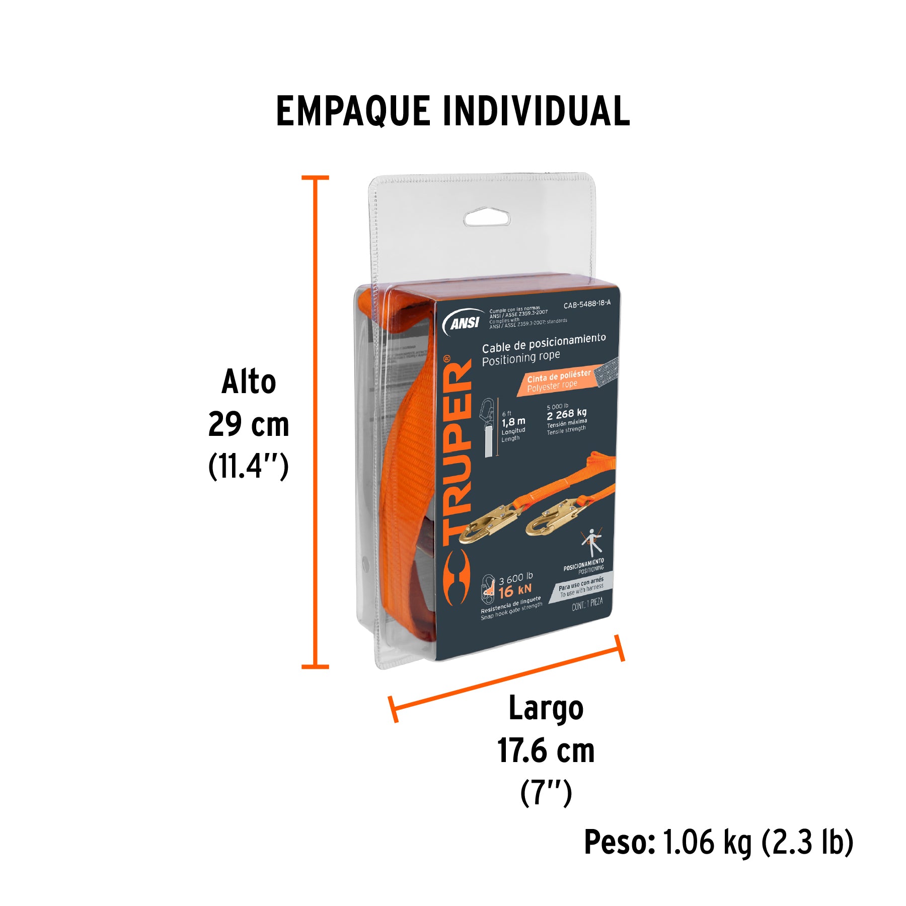 Cable de posicionamiento de poliester, ANSI