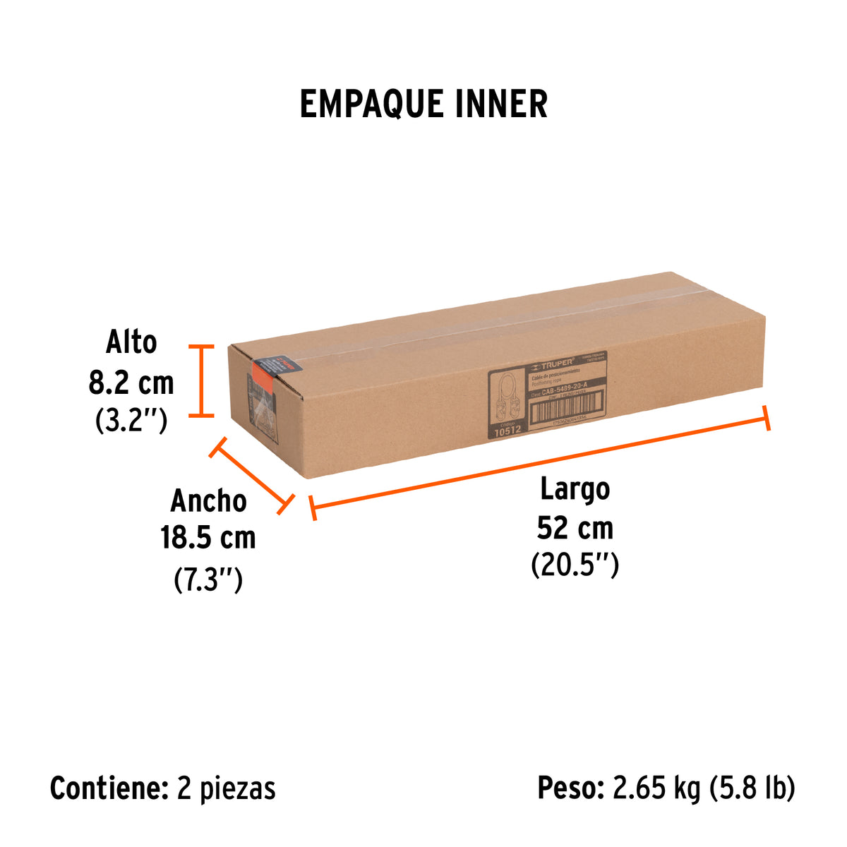 Cable de posicionamiento con 2 ganchos, 2 m, ANSI