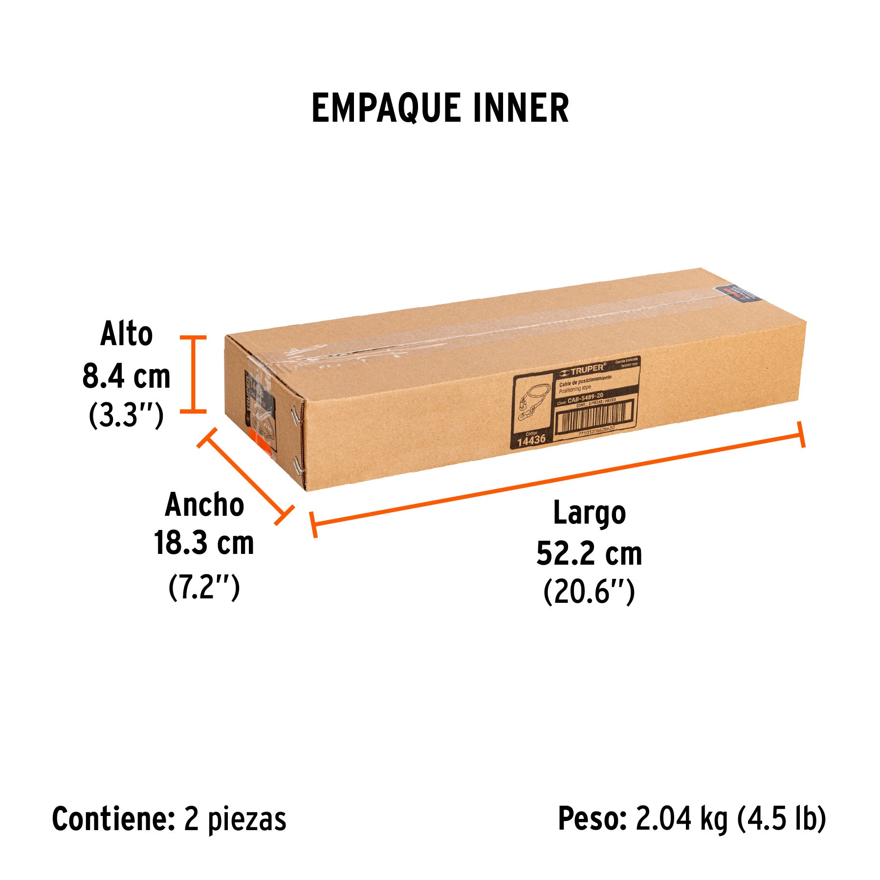 Cable de posicionamiento con 2 ganchos, 2 m