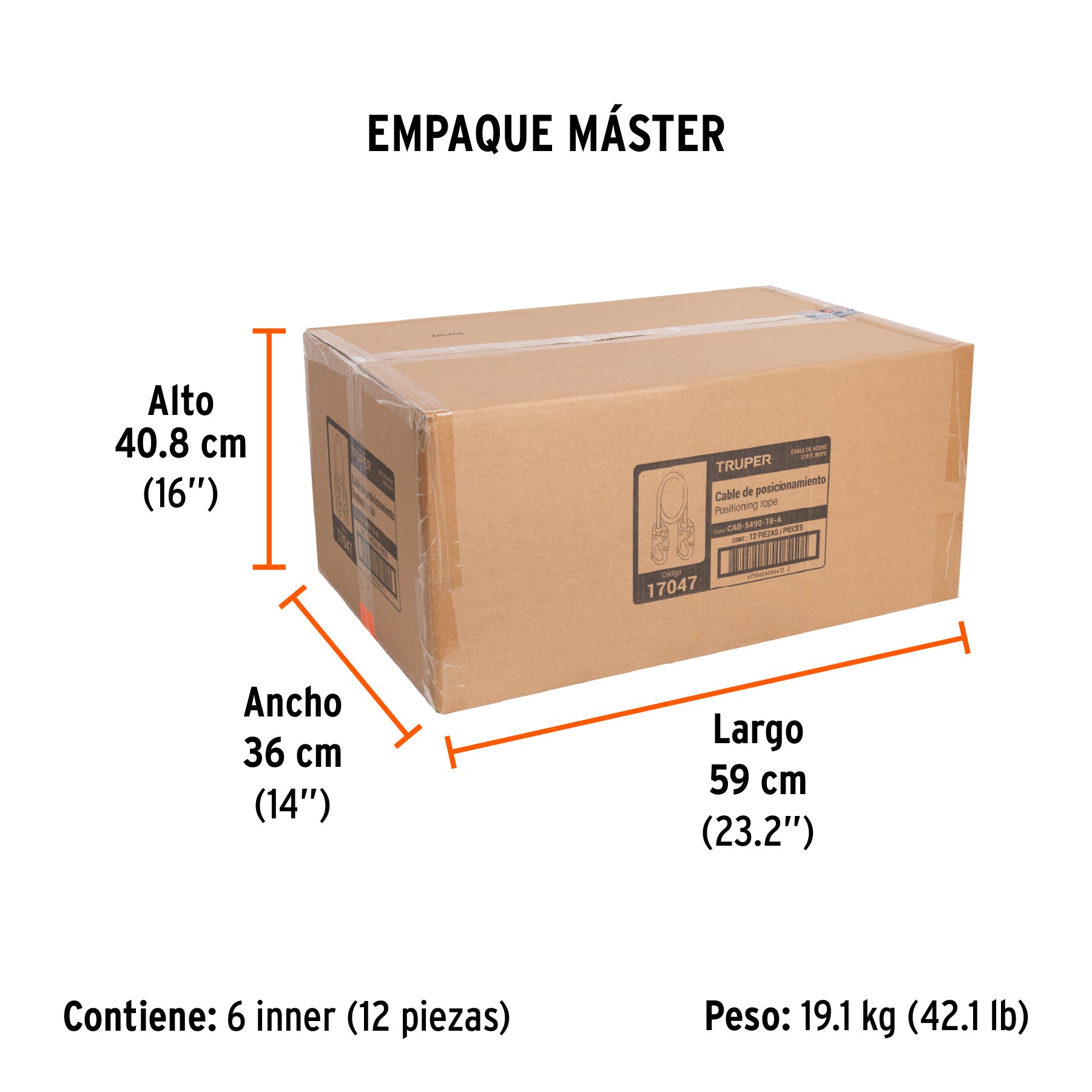 Cable de posicionamiento de acero 1.8 m, ANSI