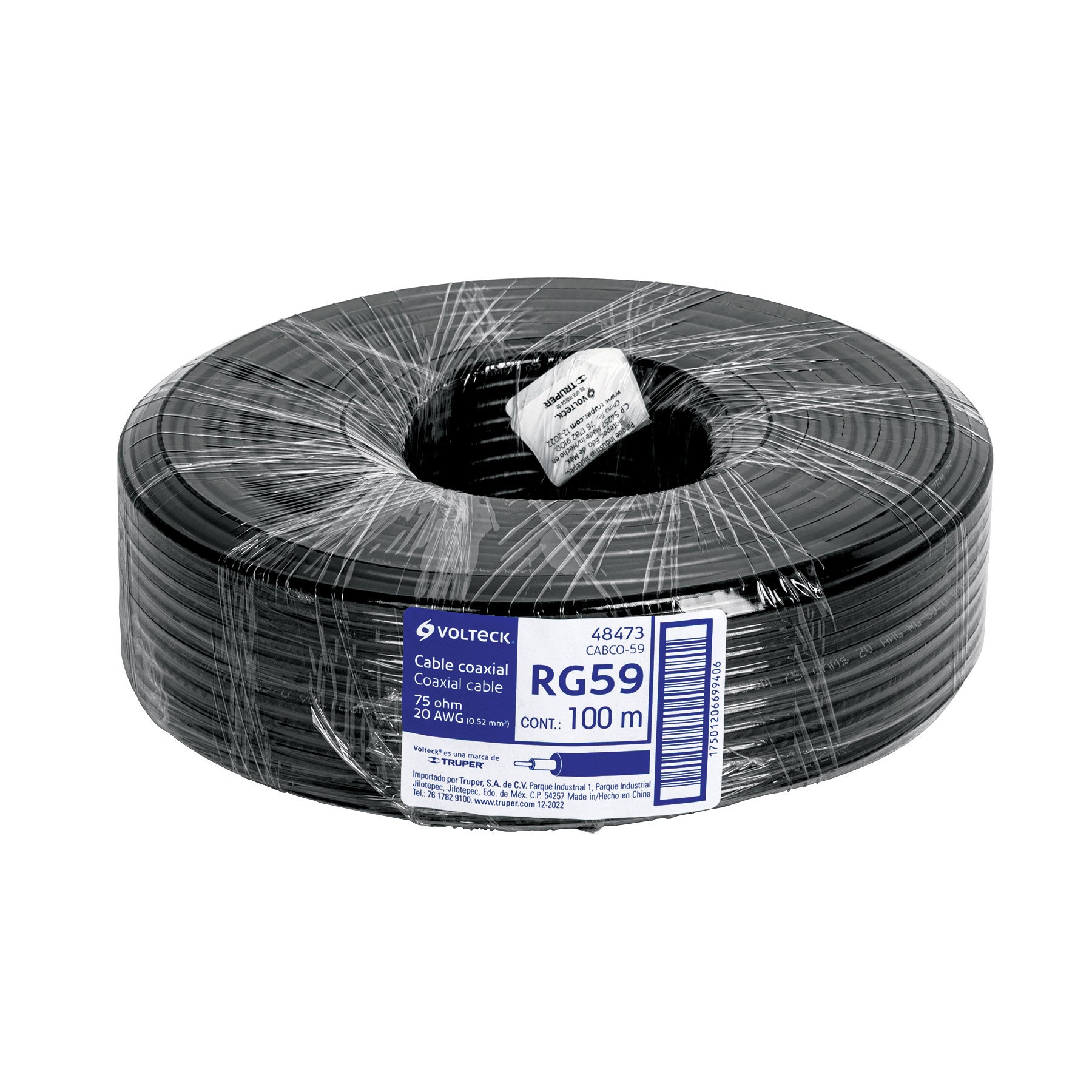 Cable coaxial RG 59, rollo 100 metros