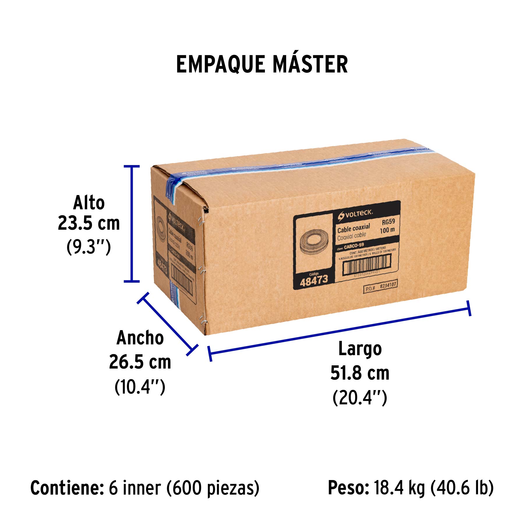 Cable coaxial RG 59, rollo 100 metros