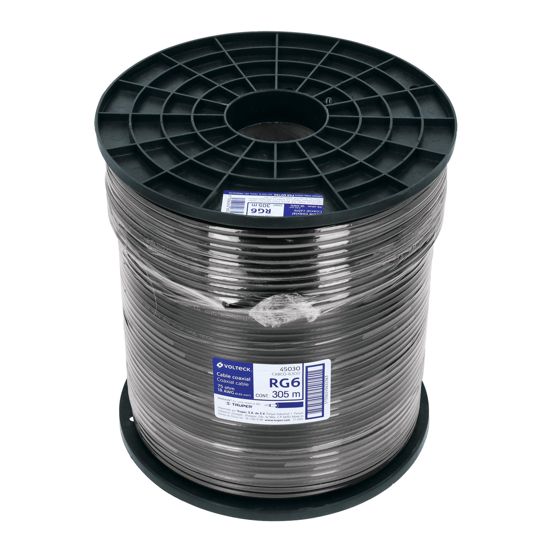 Cable coaxial RG 6, carrete 300 metros