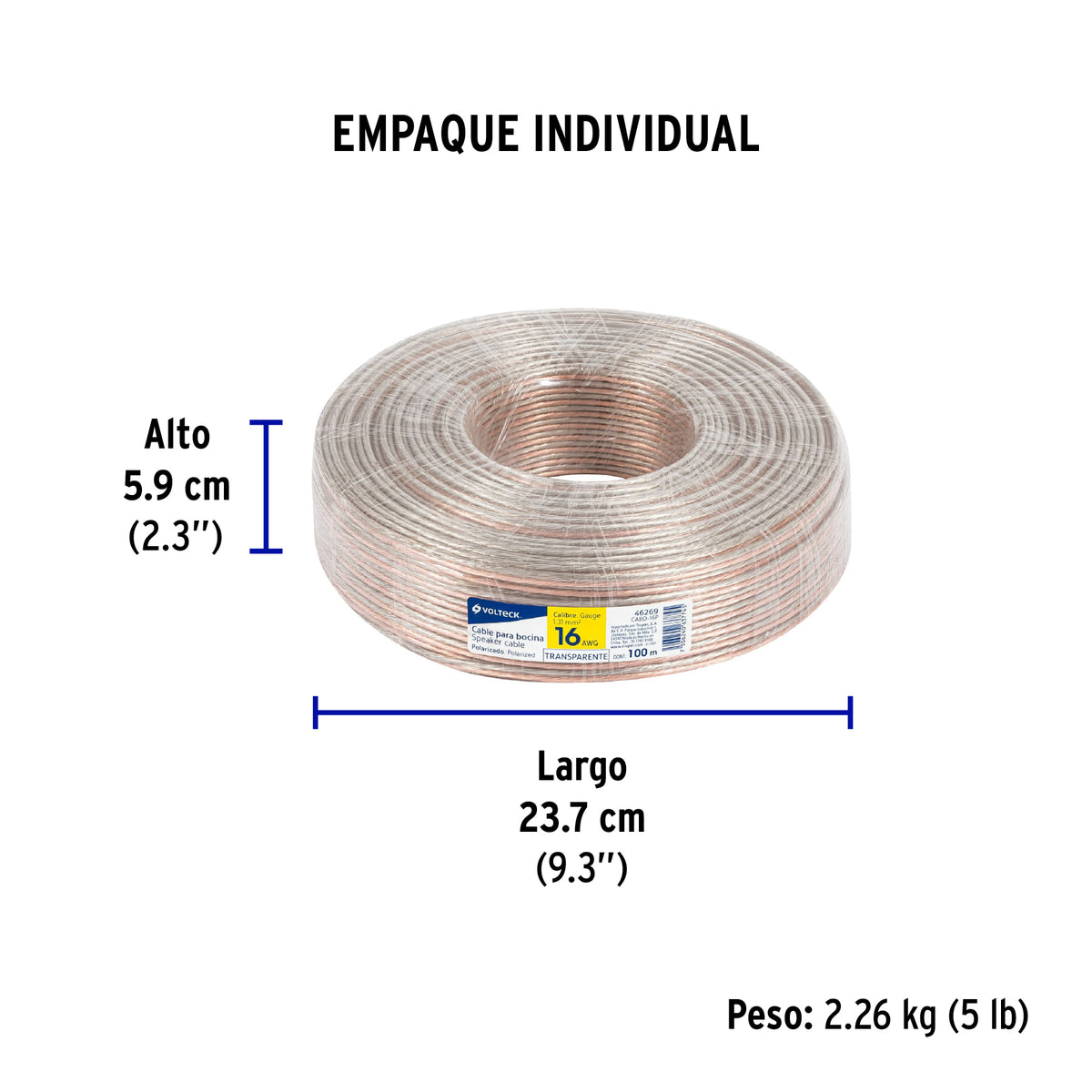 Cable para bocina, 16 AWG, polarizado, 100 m