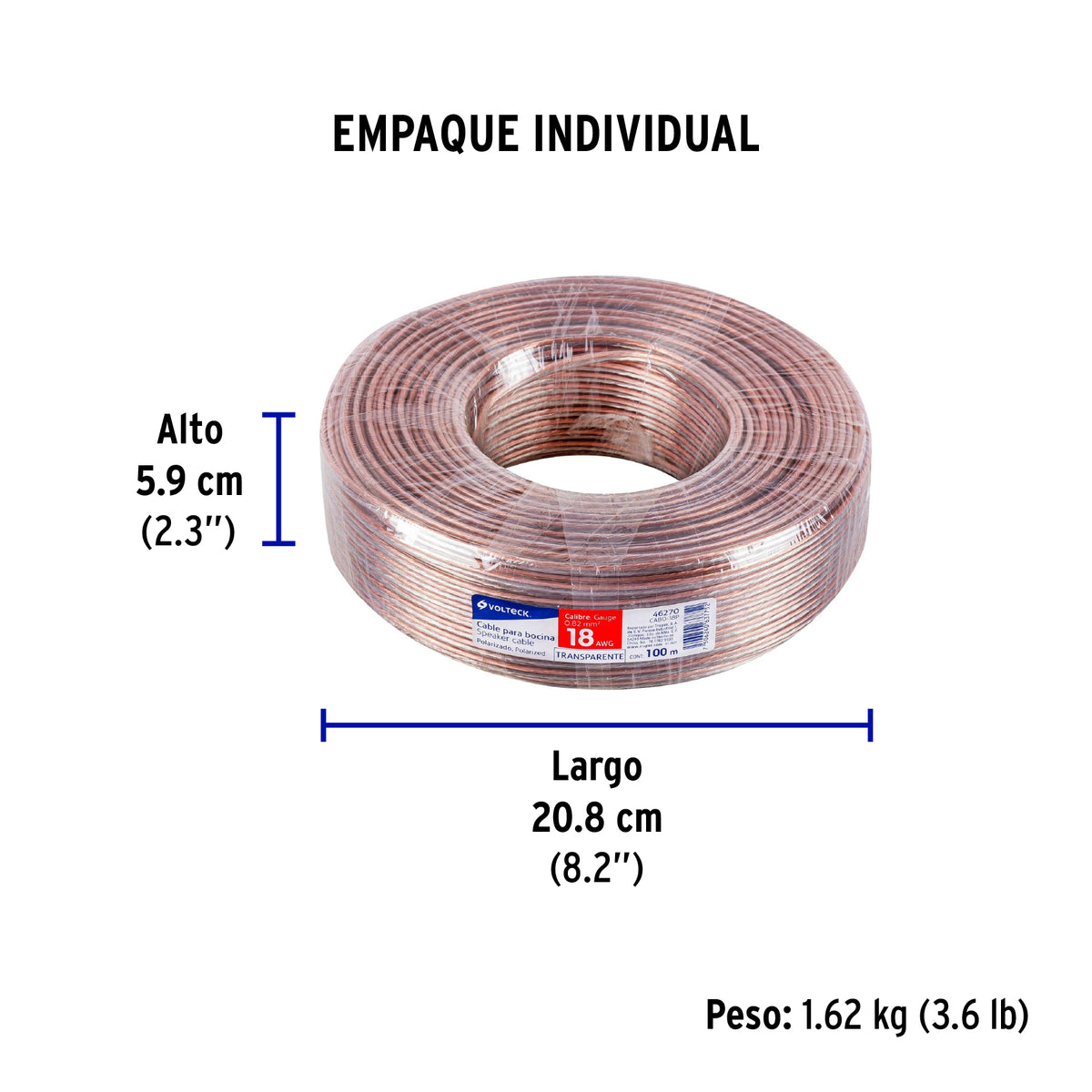 Cable para bocina, 18 AWG, polarizado, 100 m