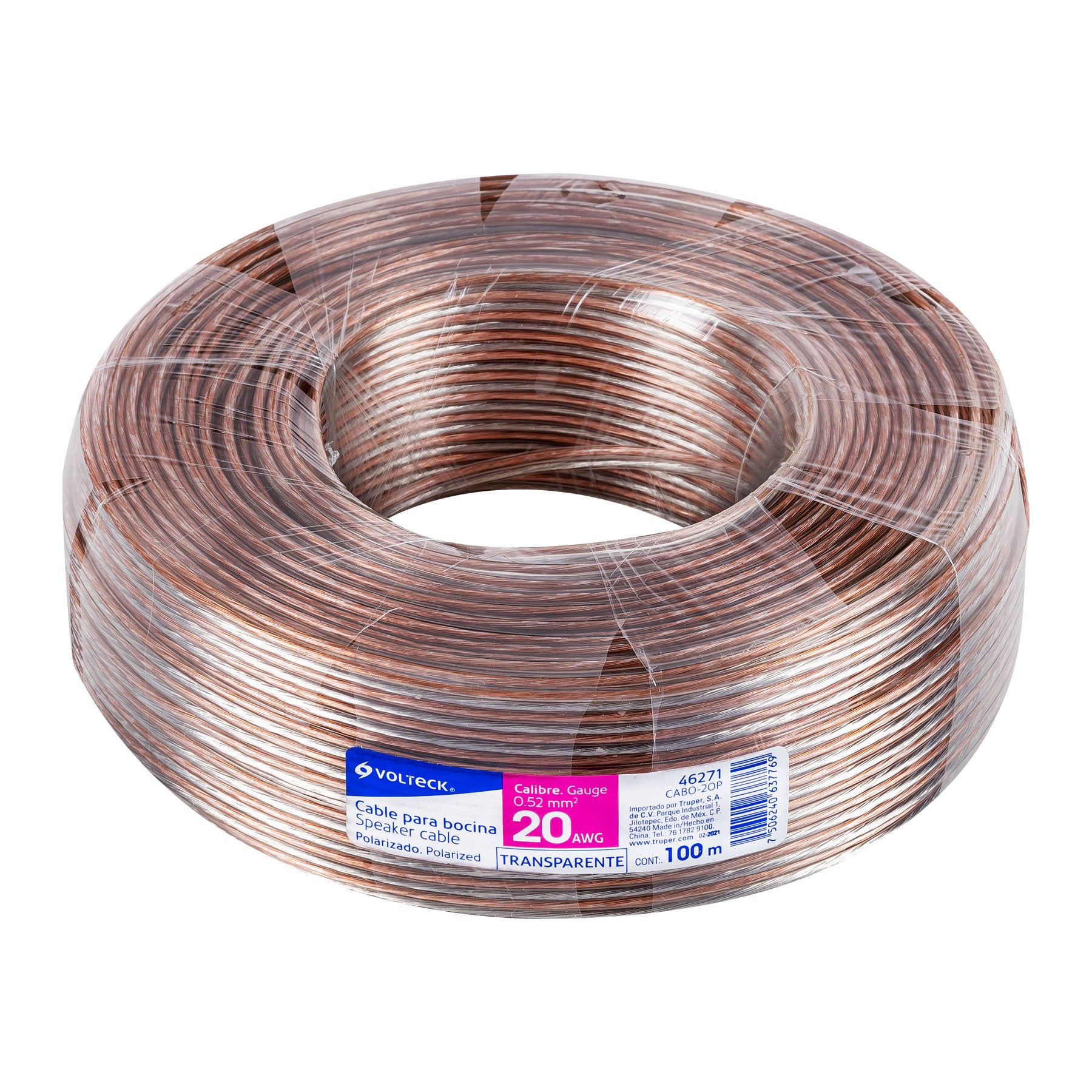 Cable para bocina, 20 AWG, polarizado, 100 m