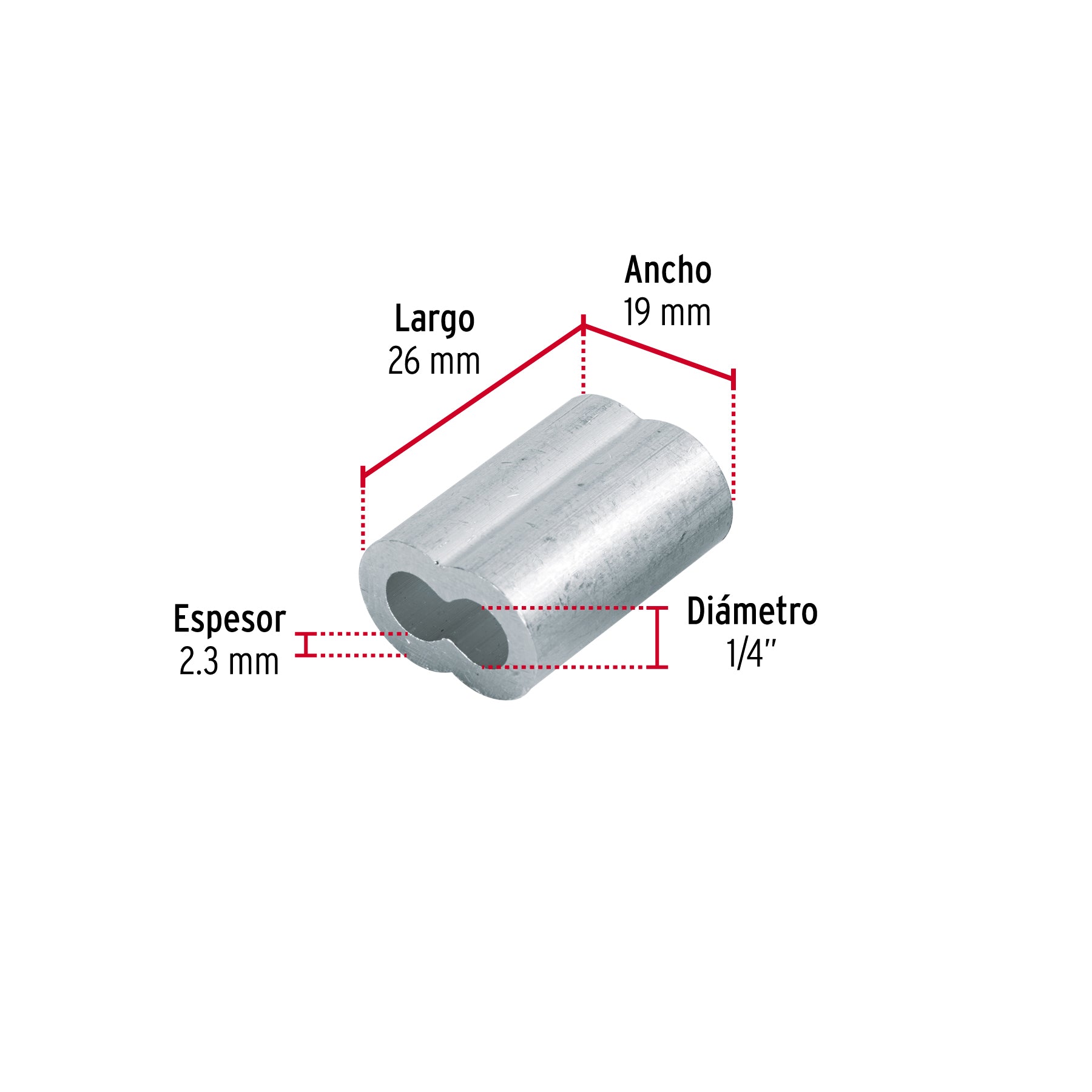 Bolsa con 50 casquillos dobles de aluminio, 1/4', Fiero