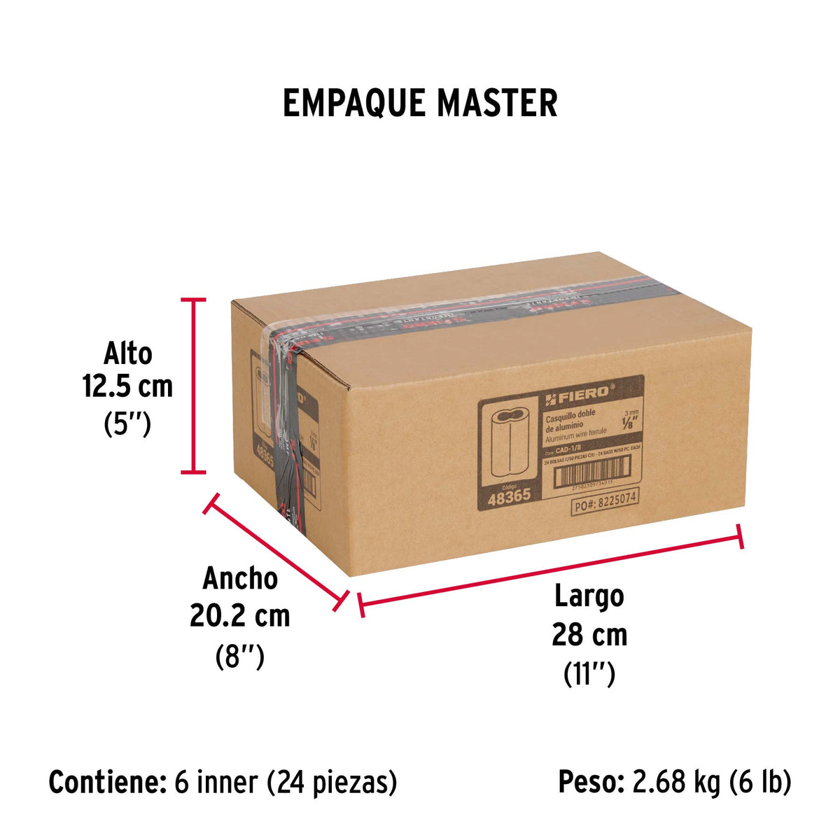 Bolsa con 50 casquillos dobles de aluminio, 1/8', Fiero