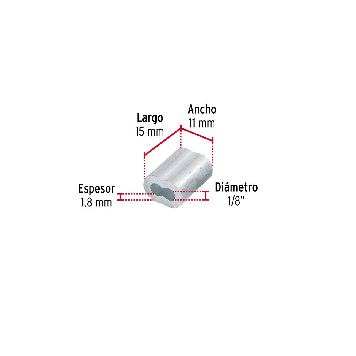 Bolsa con 50 casquillos dobles de aluminio, 1/8', Fiero