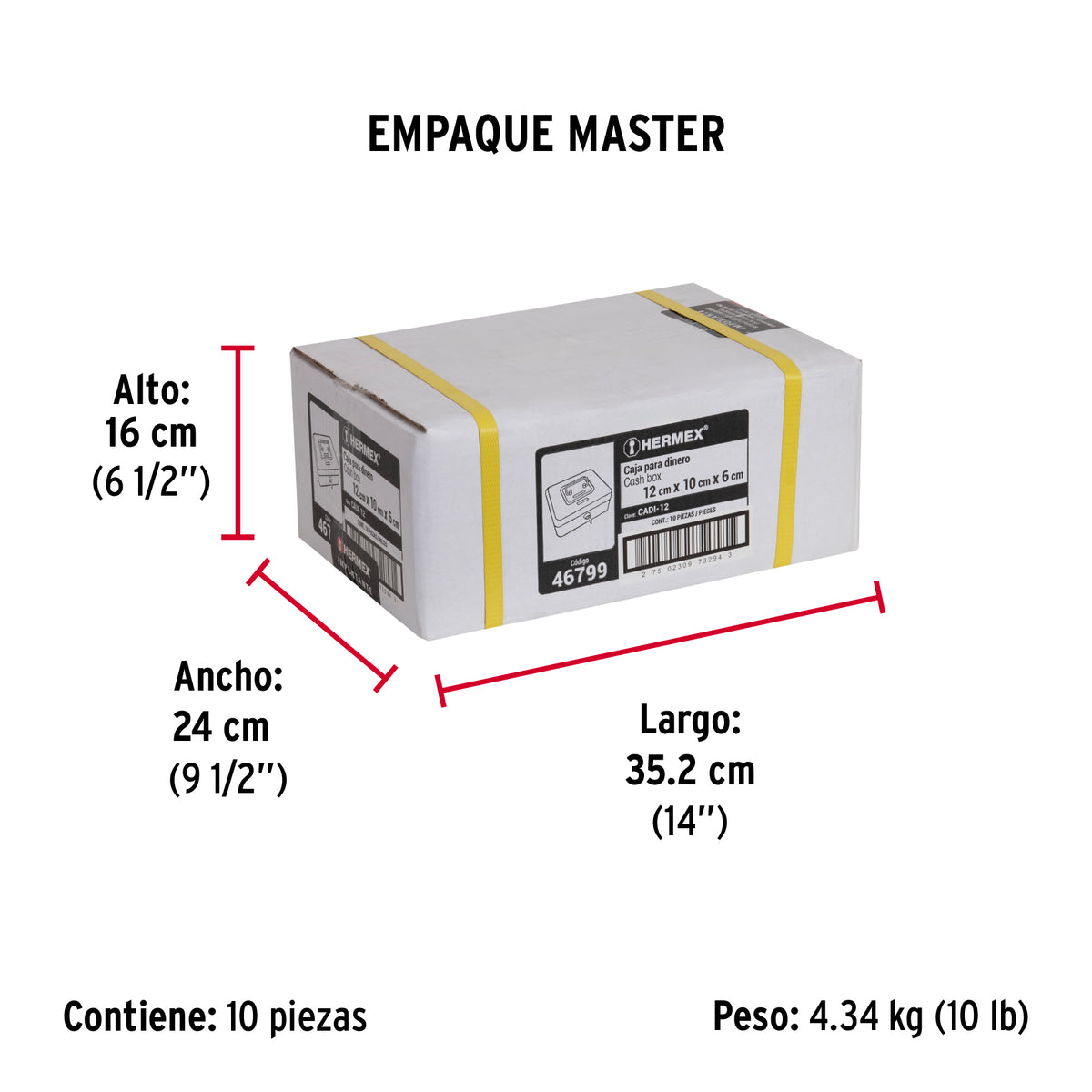 Caja para dinero, 12 cm, Hermex