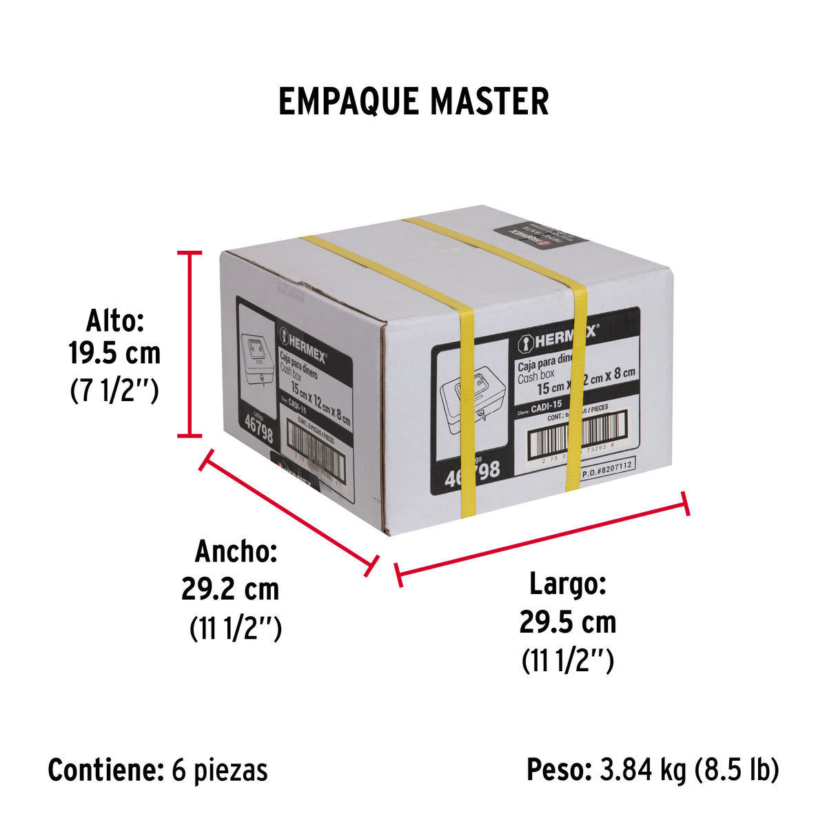 Caja para dinero, 15 cm, Hermex