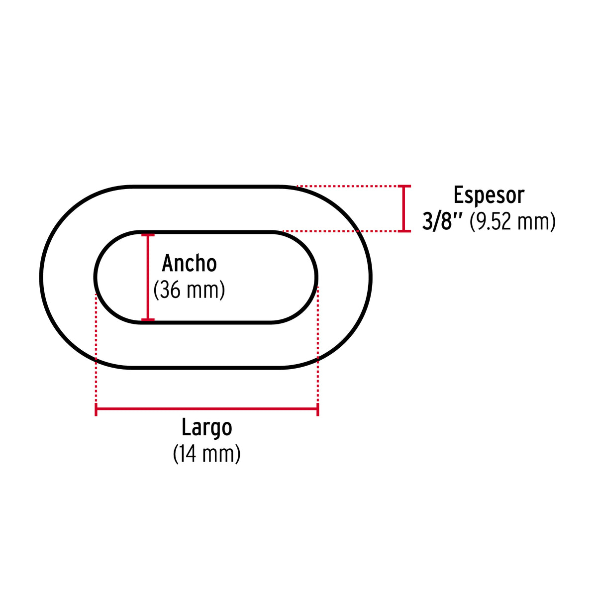 Cadena galvanizada de 3/8"