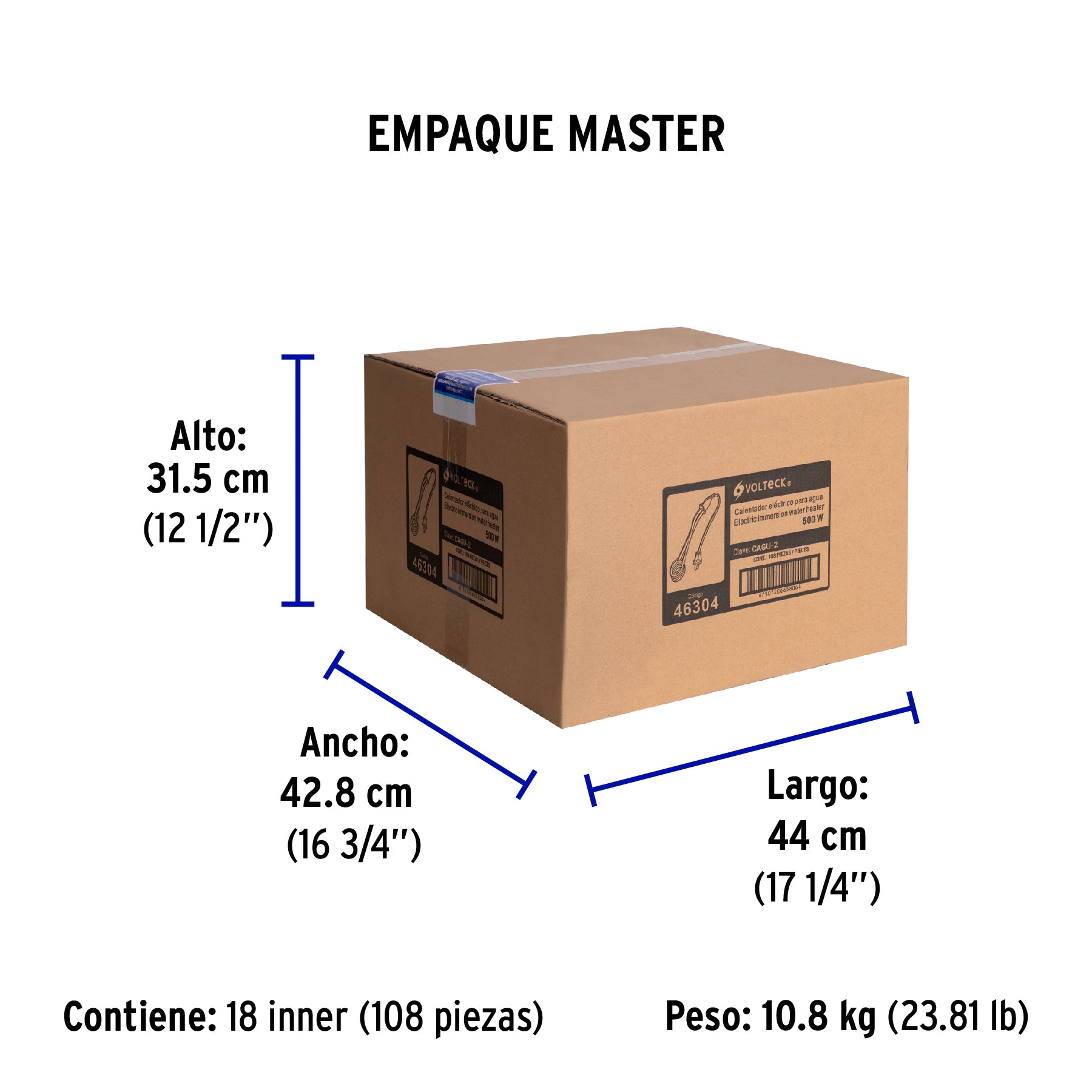 Calentador de inmersión # 2, 500 w 10 litros Volteck