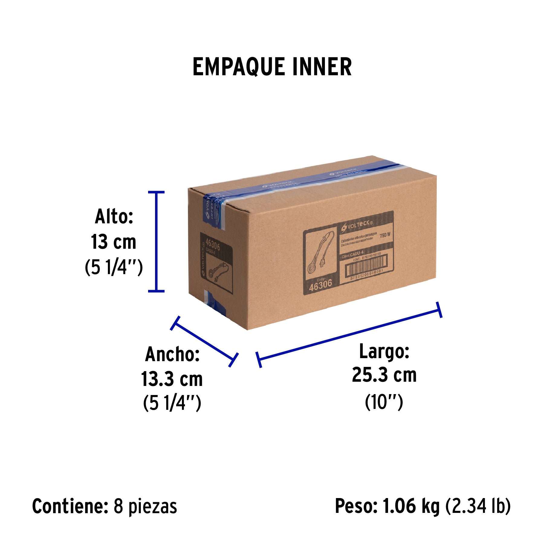 Calentador de inmersión # 4, 750 w 15 litros Volteck