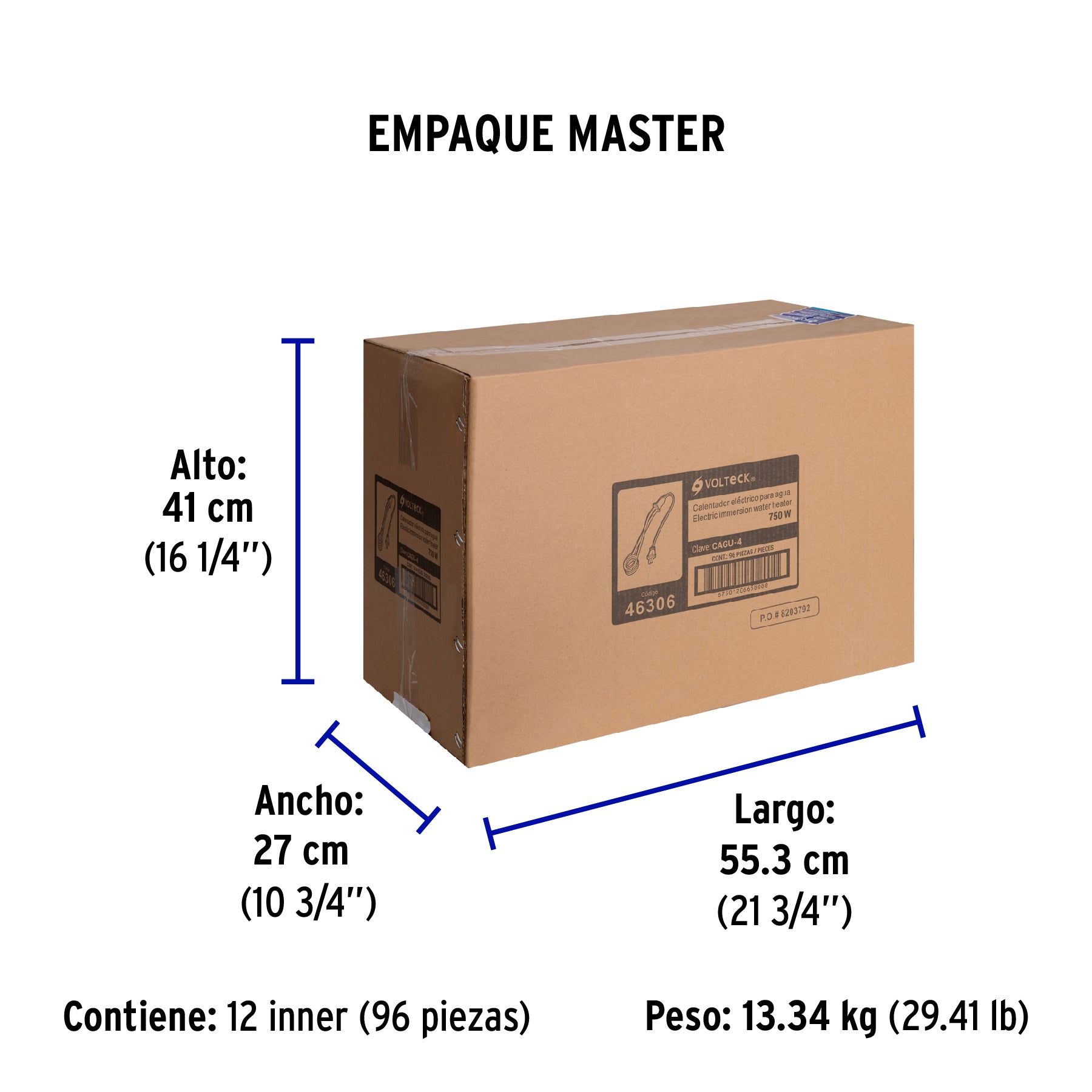 Calentador de inmersión # 4, 750 w 15 litros Volteck