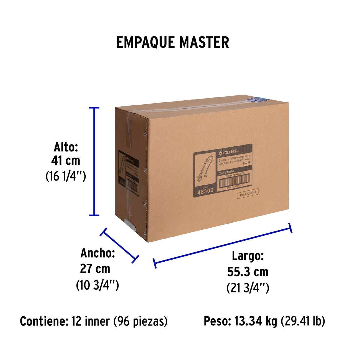 Calentador de inmersión # 4, 750 w 15 litros Volteck