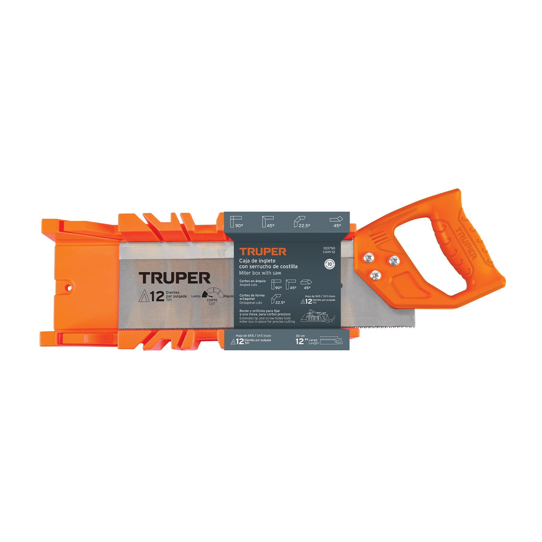 Caja de inglete con serrucho de costilla 12', TRUPER