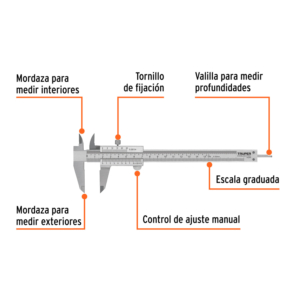 Calibrador de 6", milimétrico y standard