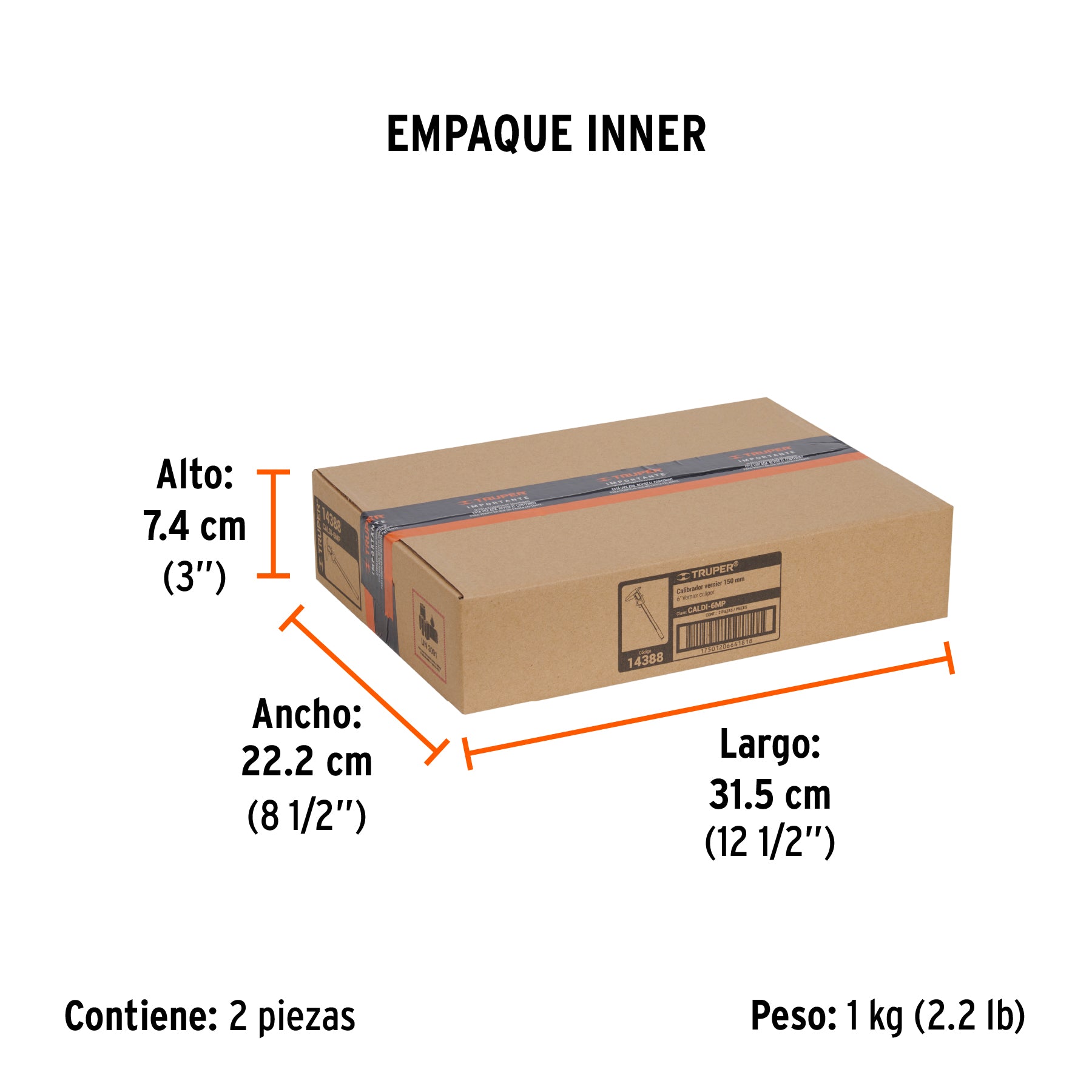 Calibrador digital de 6", milimétrico y standard