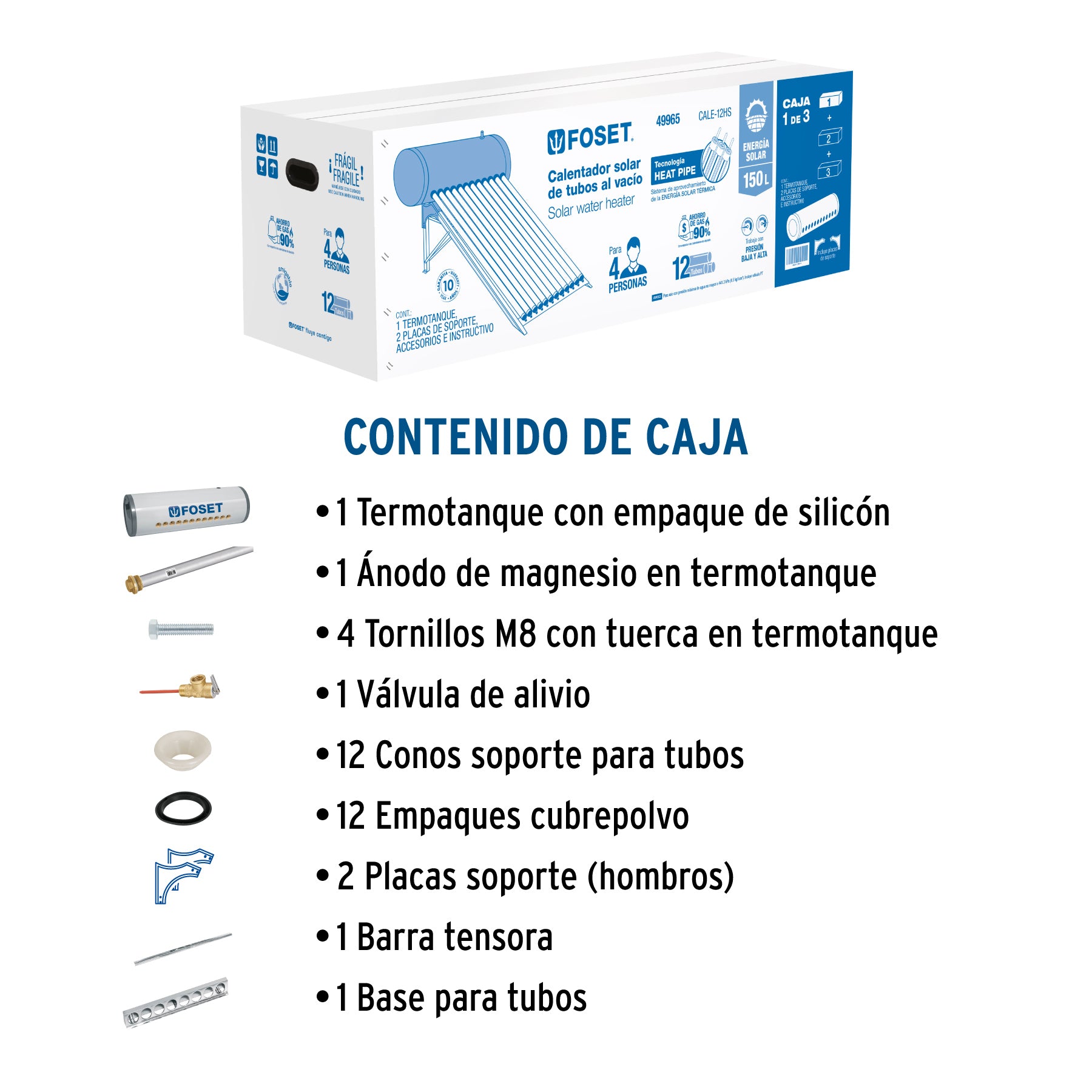 Termotanque p/calentador solar CALE-12HS, FOSET