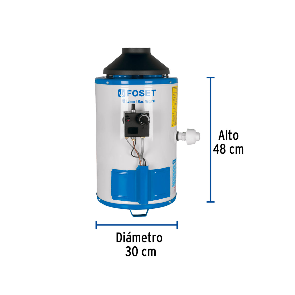 Calentador de paso, rápida recup, 6L, 1 serv, gas nat, FOSET