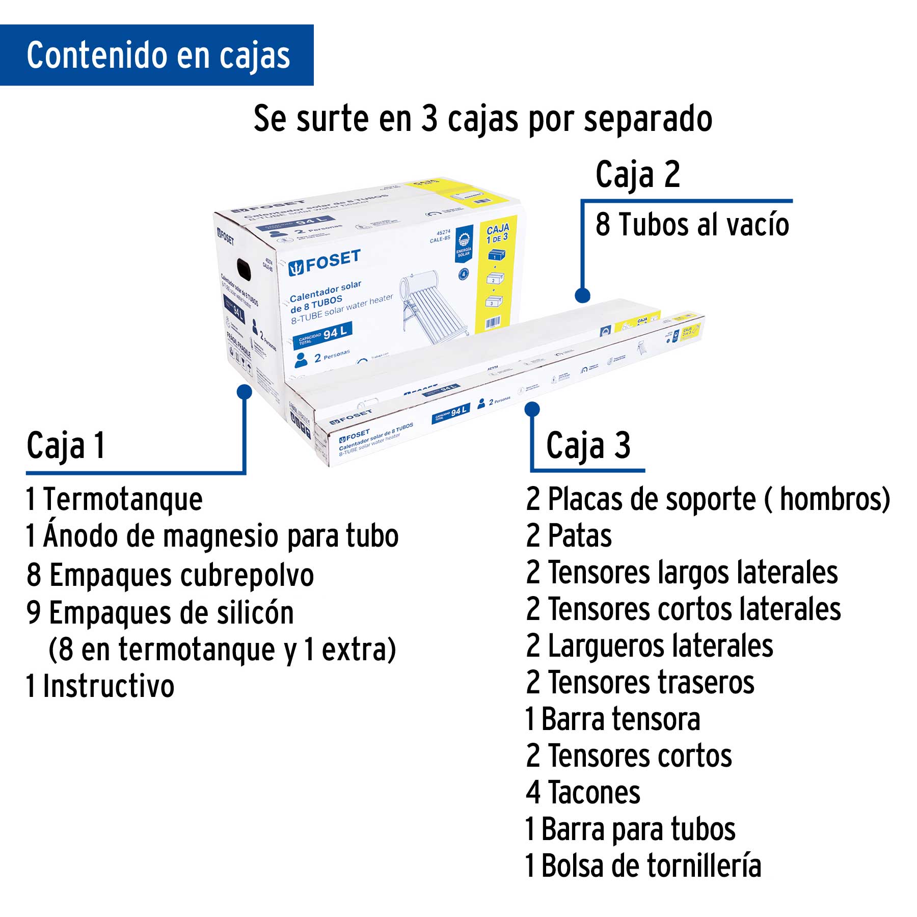 Calentador de agua solar 92 Litros 2 personas