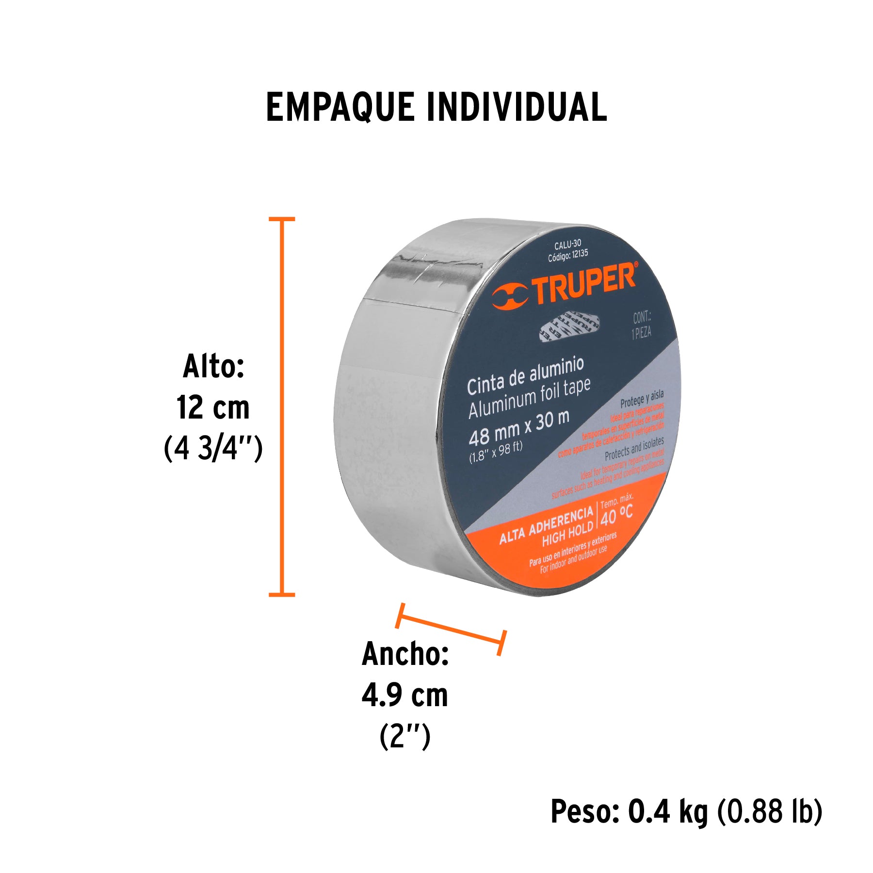 Cinta de aluminio, 48 mm x 30 m