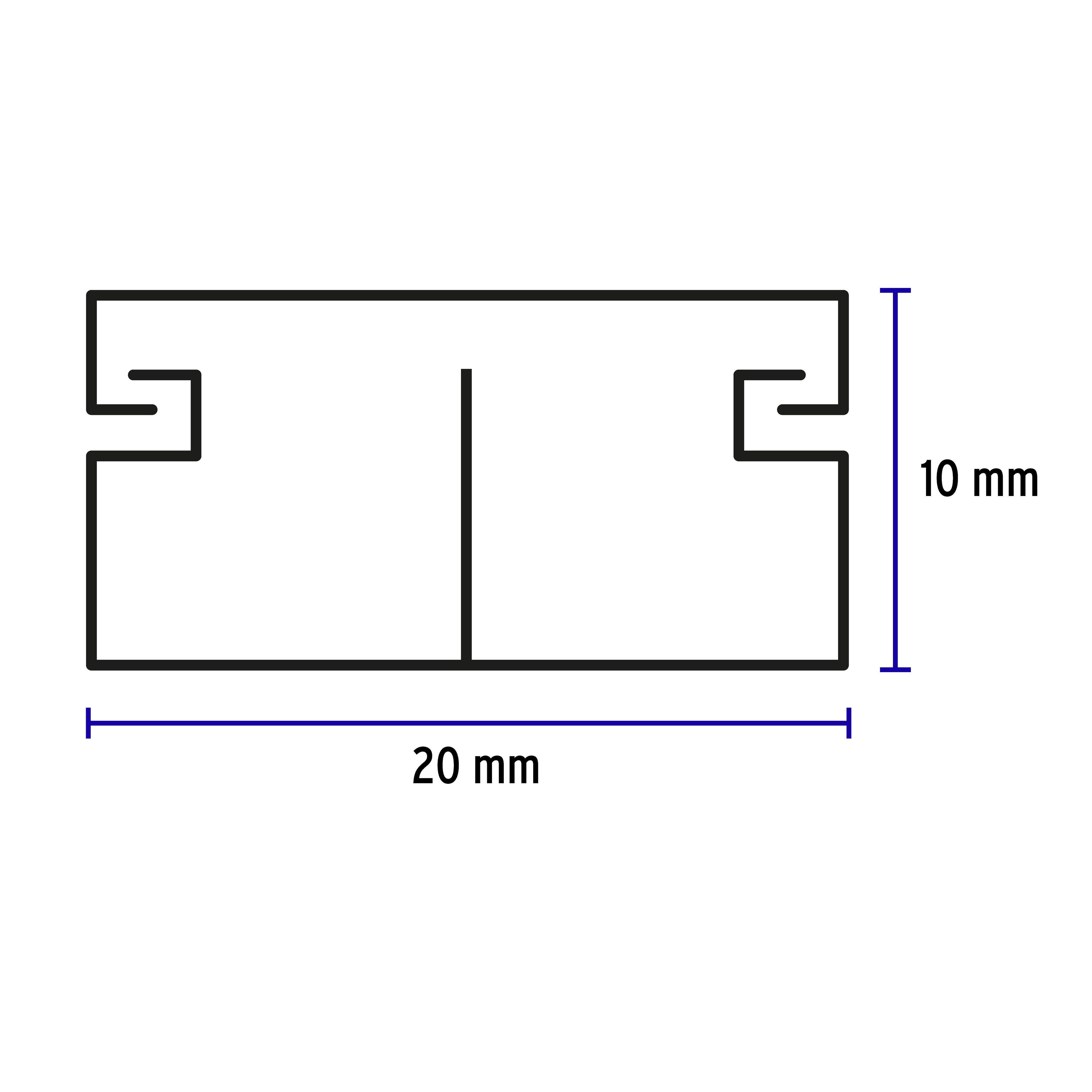 Canaleta de 2 vías, 10 x 20, con división