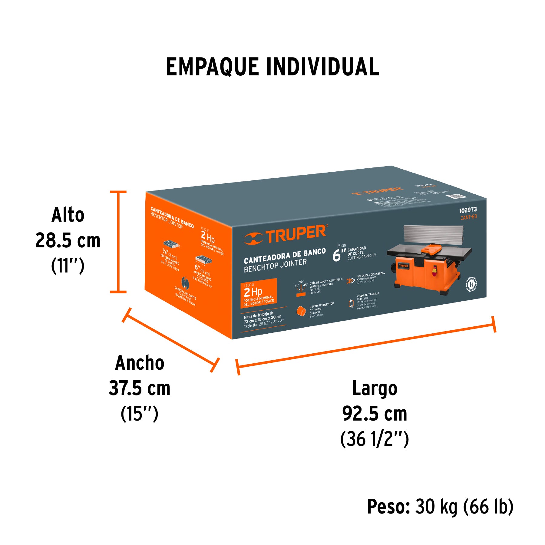 Canteadora de banco 6', 2 HP (1500 W), TRUPER