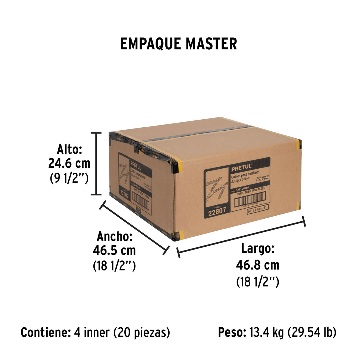Cables pasa corriente, 2 m, calibre 10 awg, pretul