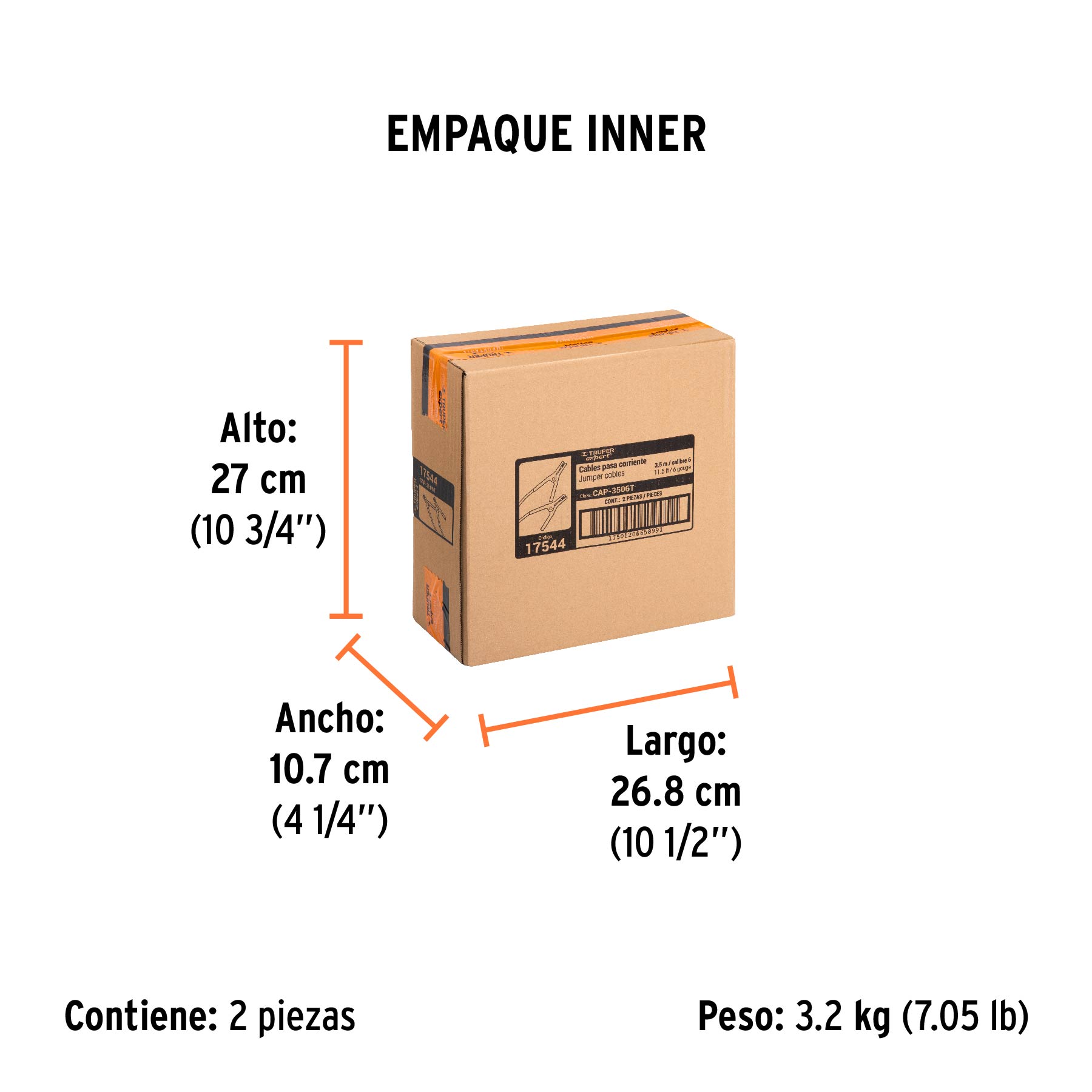 Cables pasa corriente, 3.5 m, calibre 6 awg