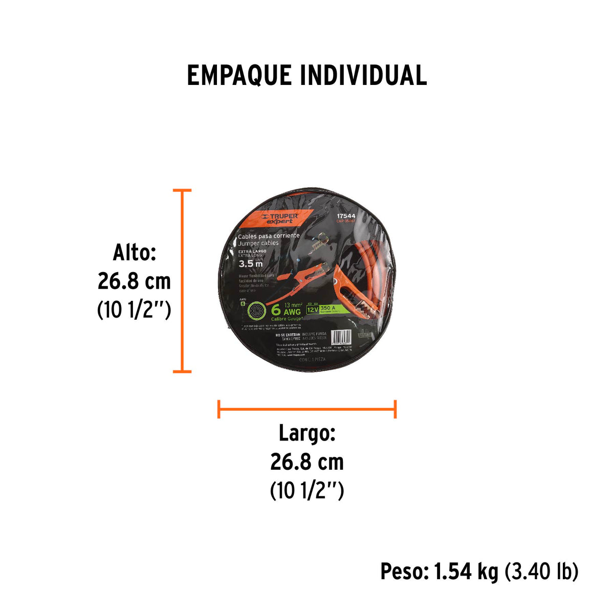 Cables pasa corriente, 3.5 m, calibre 6 awg