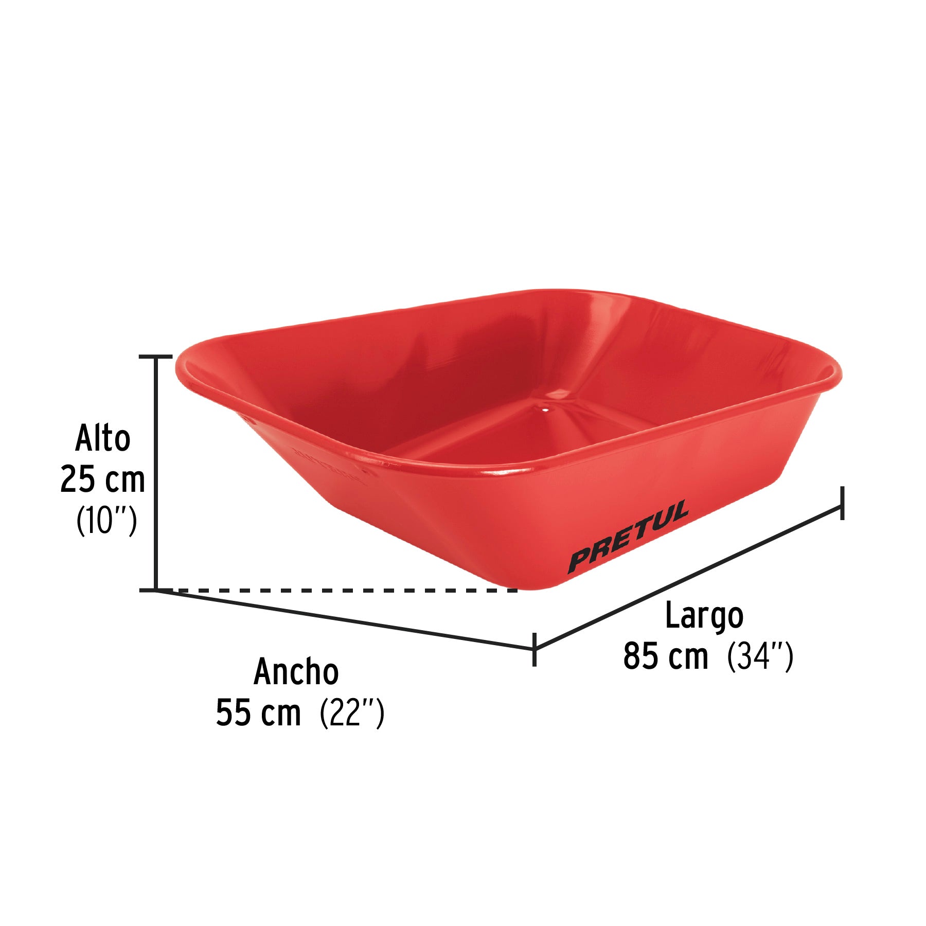 Carretilla 3.5 ft3 roja Neumática, bastidor tubular, Pretul