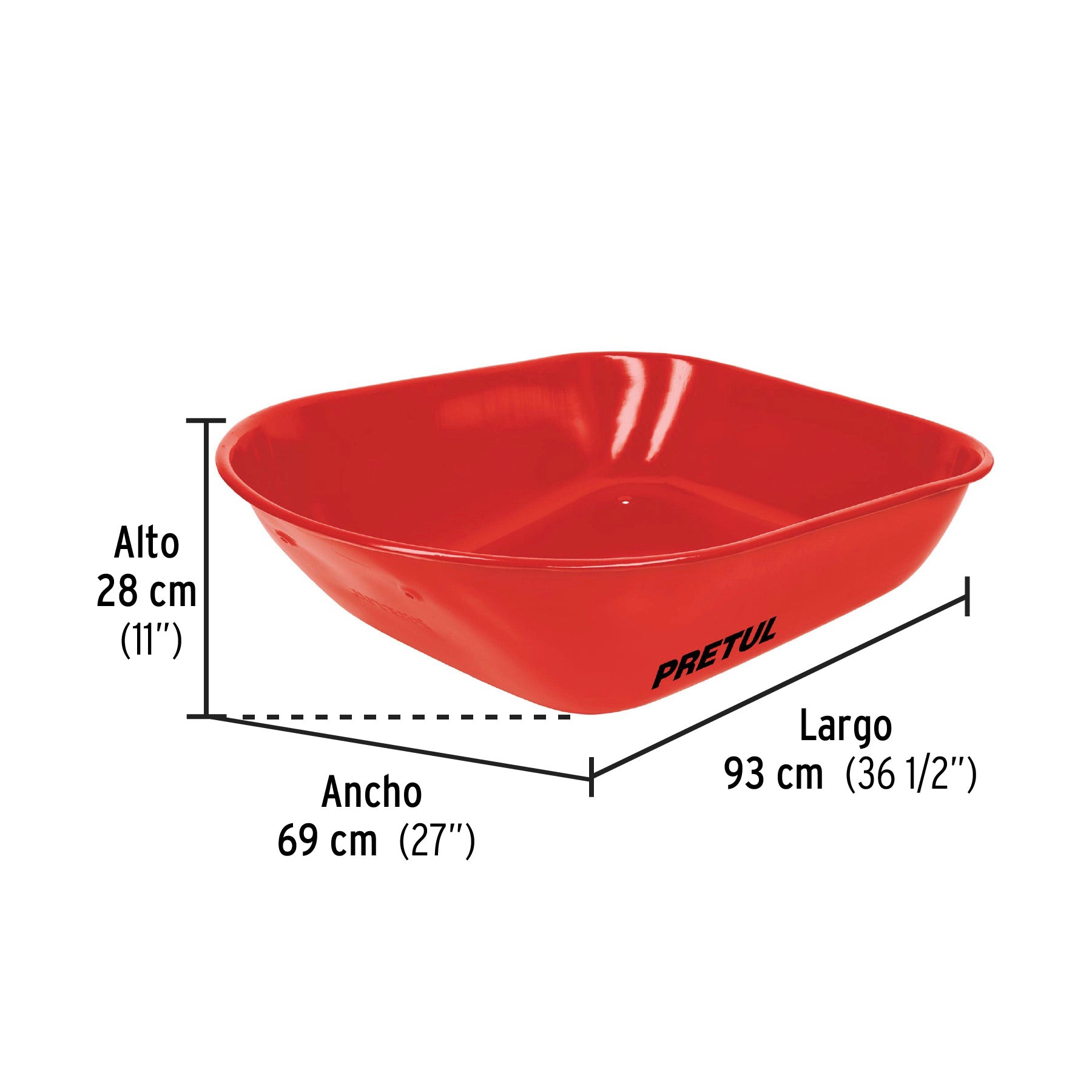 Carretilla 5.5ft3,neum.ref, bastidor bipartido, roja, Pretul
